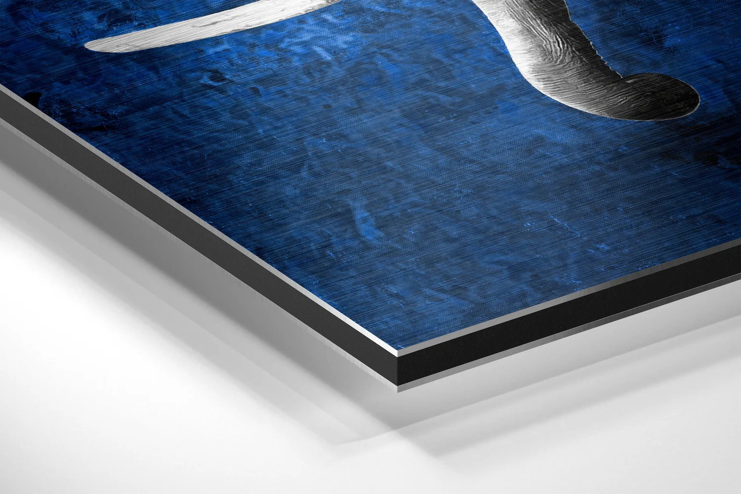 Gray Elephant Blue Backdrop Brushed Aluminium Dibond Wall Art - Image 2