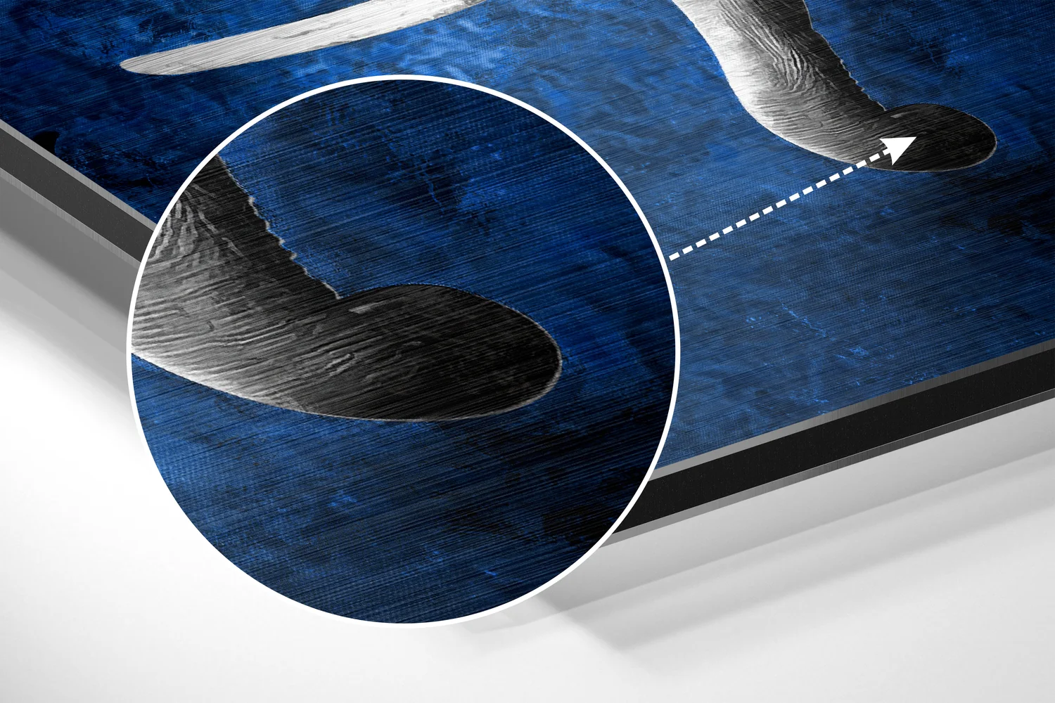 Gray Elephant Blue Backdrop Brushed Aluminium Dibond Wall Art - Image 3