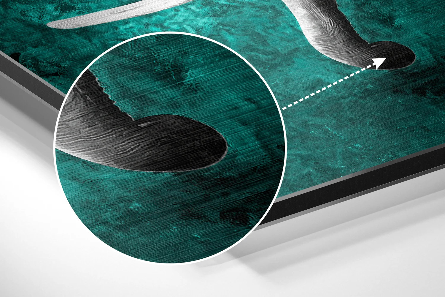 Gray Elephant Teal Backdrop Brushed Aluminium Dibond Wall Art - Image 3