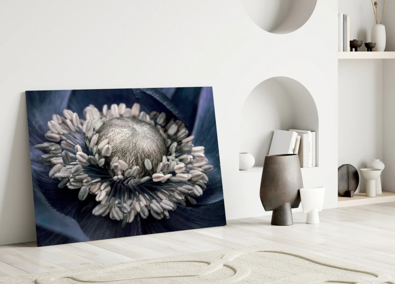 Gray Flower Glass Wall Art - Image 3