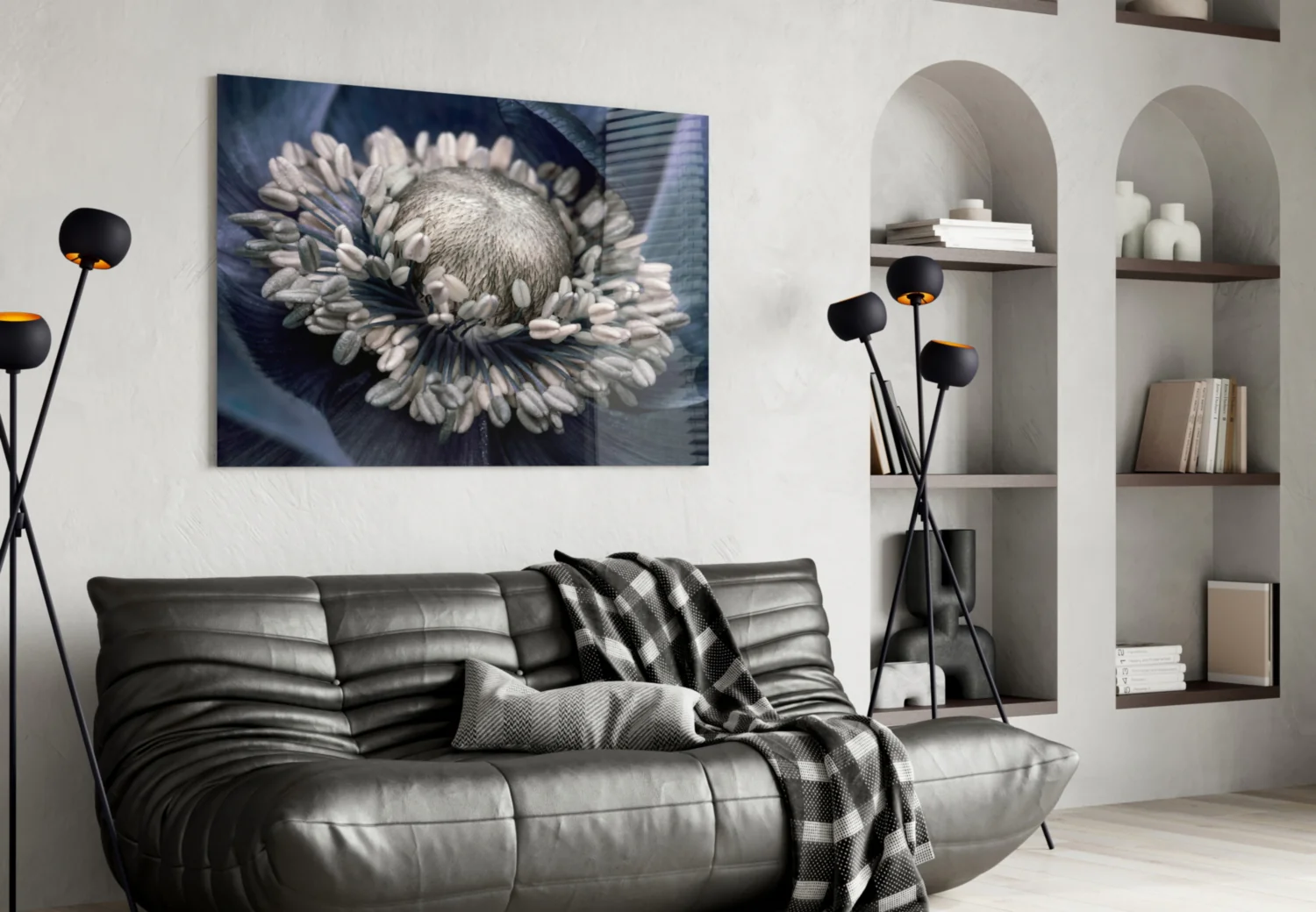 Gray Flower Glass Wall Art - Image 4