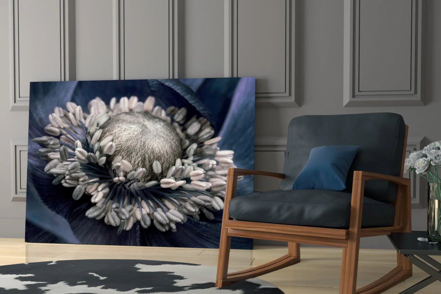 Gray Flower Glass Wall Art - Image 6