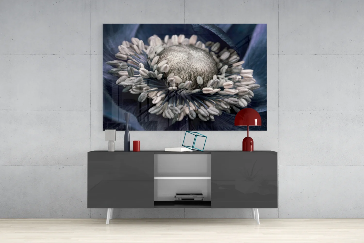 Gray Flower Glass Wall Art - Image 8