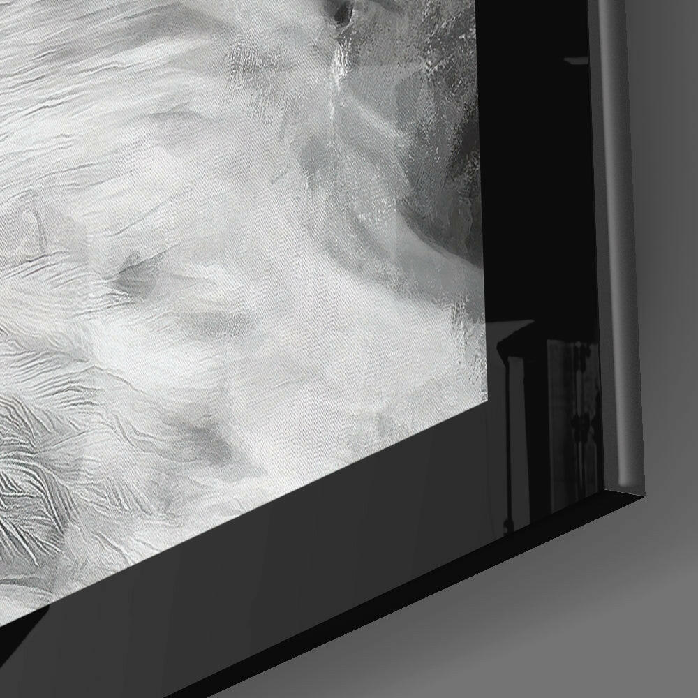 Gray Painted White Eagle Glass Wall Art - Image 3
