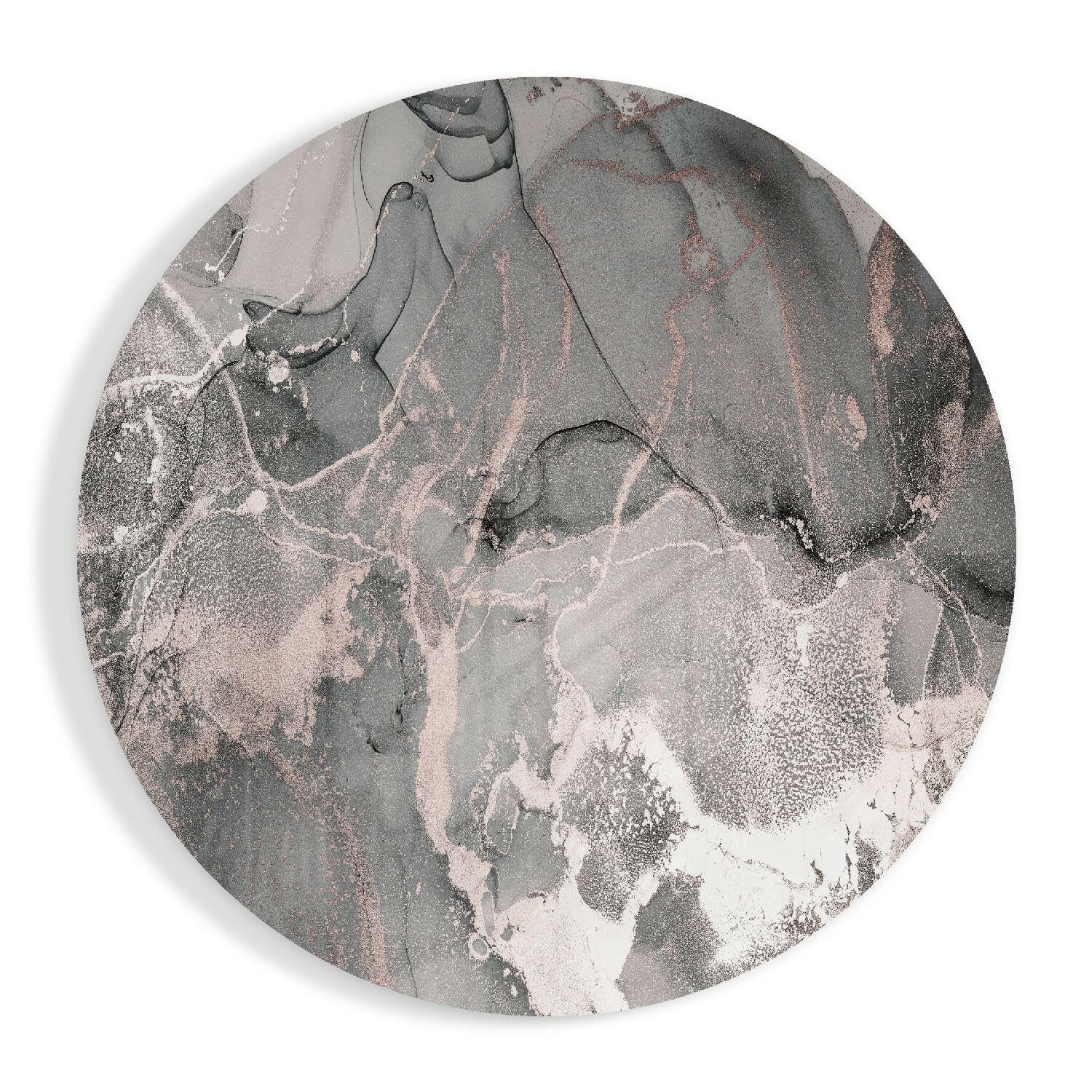 Gray Rose Gold Marble Glass Wall Art