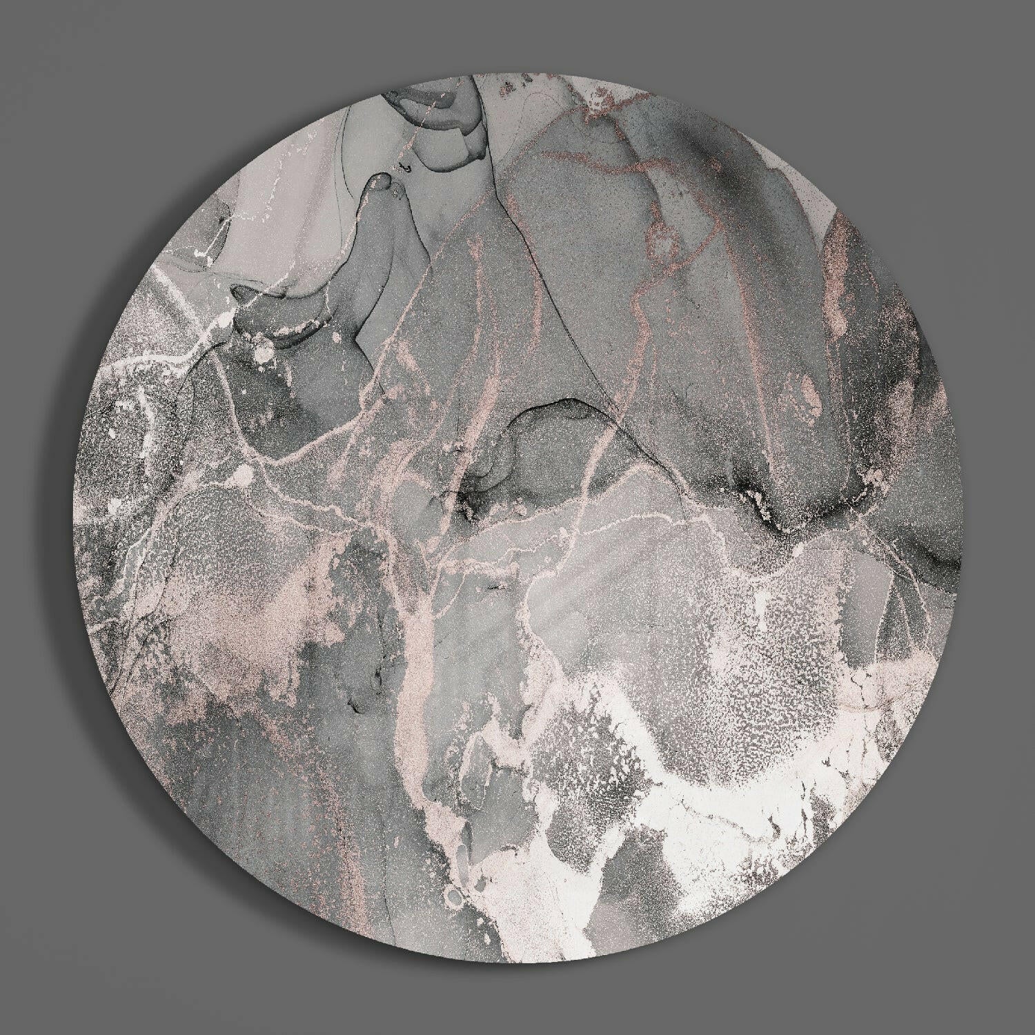 Gray Rose Gold Marble Glass Wall Art - Image 2