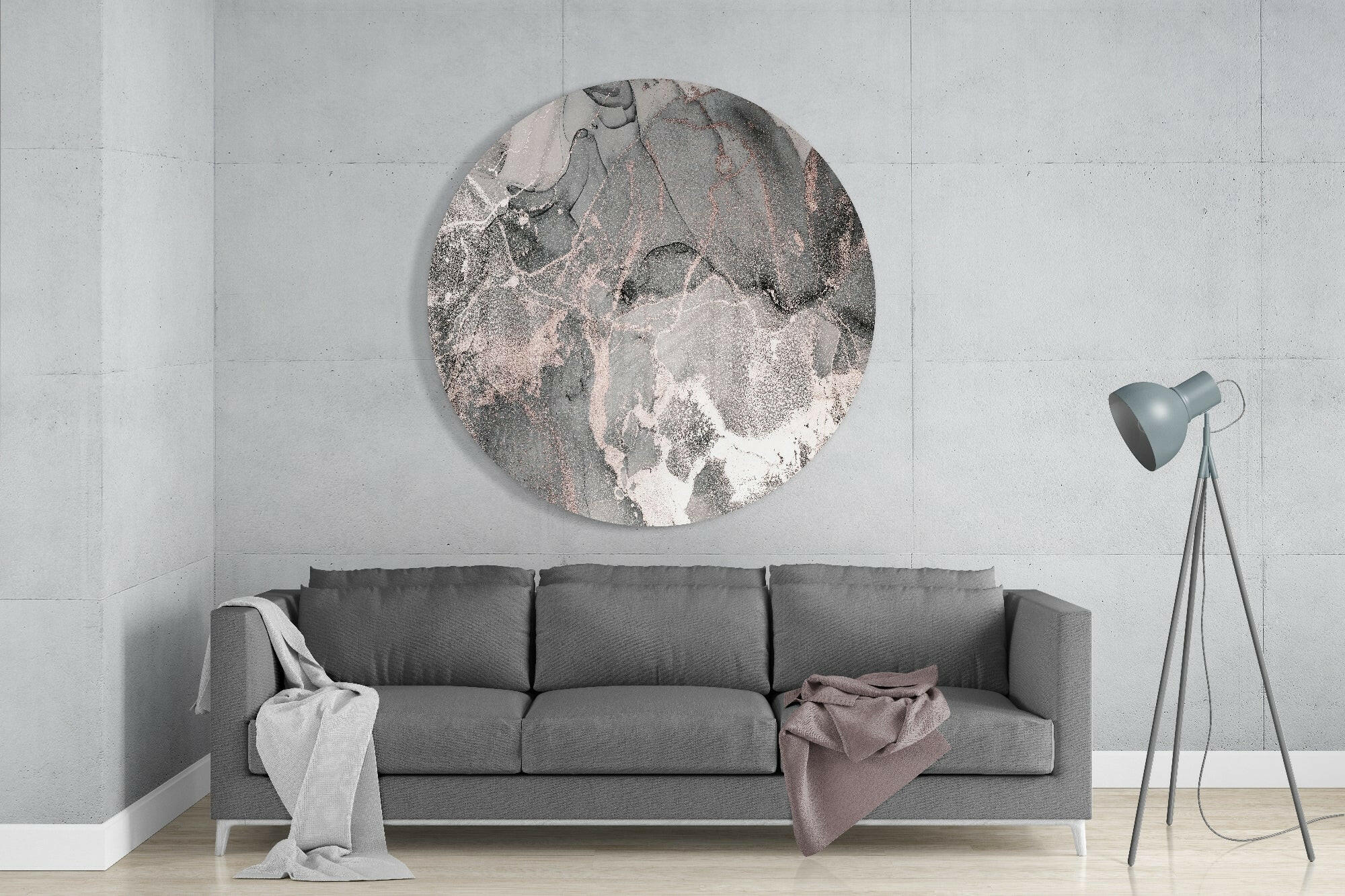 Gray Rose Gold Marble Glass Wall Art - Image 3