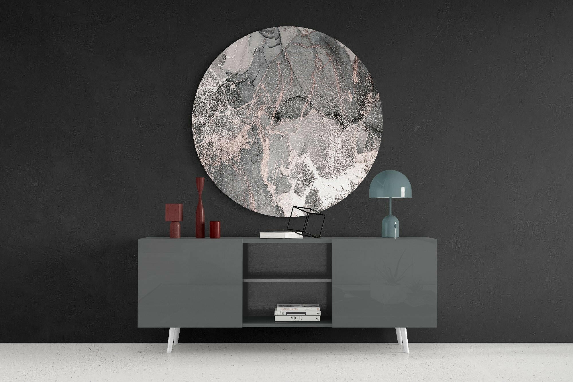 Gray Rose Gold Marble Glass Wall Art - Image 4