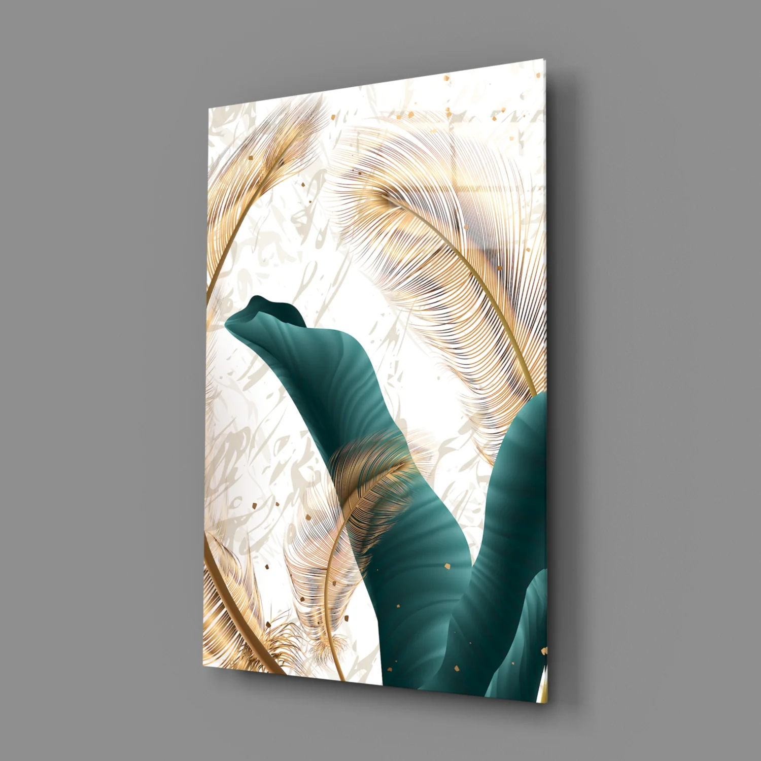 Green Leaves Glass Wall Art - Image 2