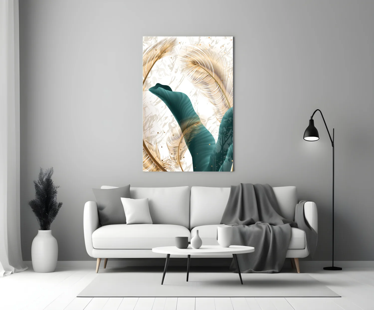 Green Leaves Glass Wall Art - Image 3