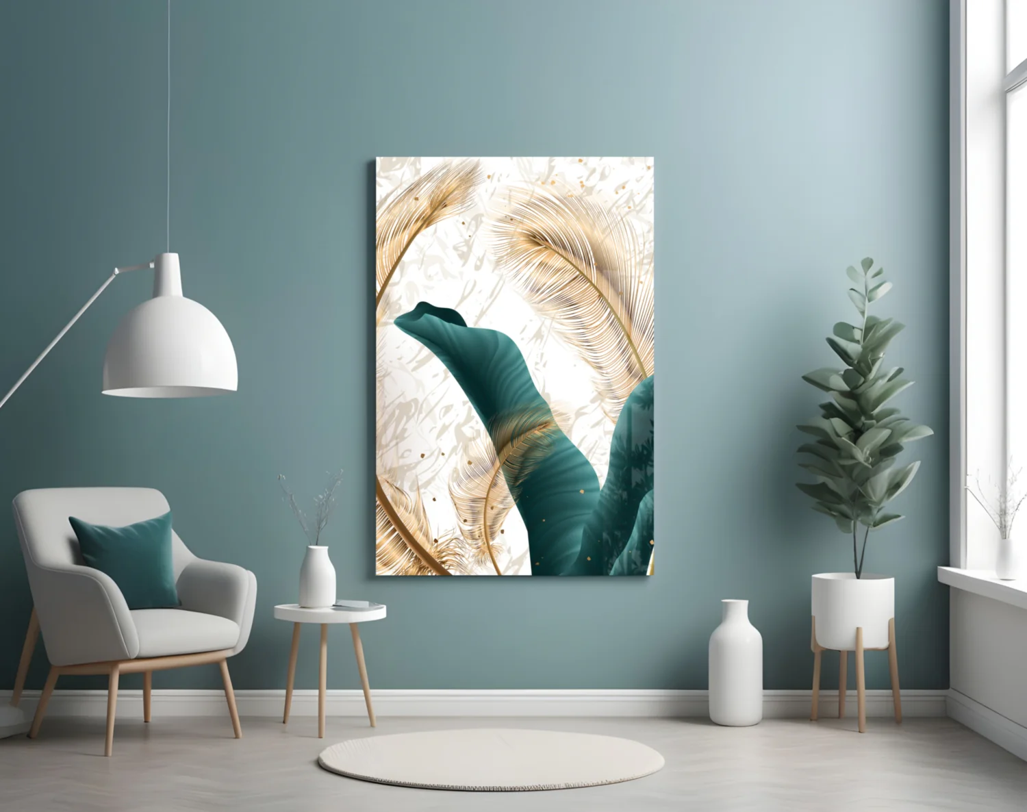 Green Leaves Glass Wall Art - Image 4