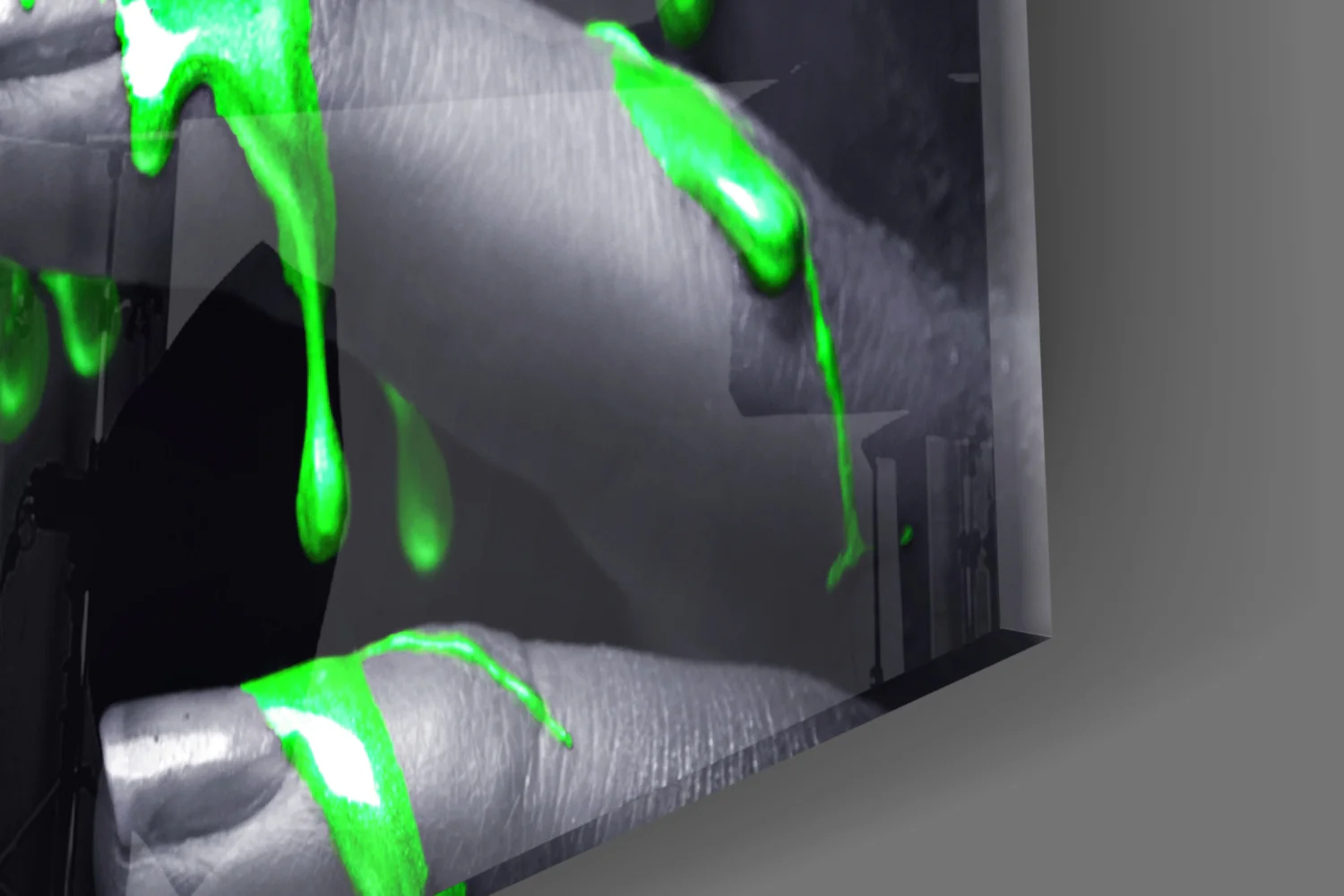 Green Paint Drip Lips Glass Wall Art - Image 7