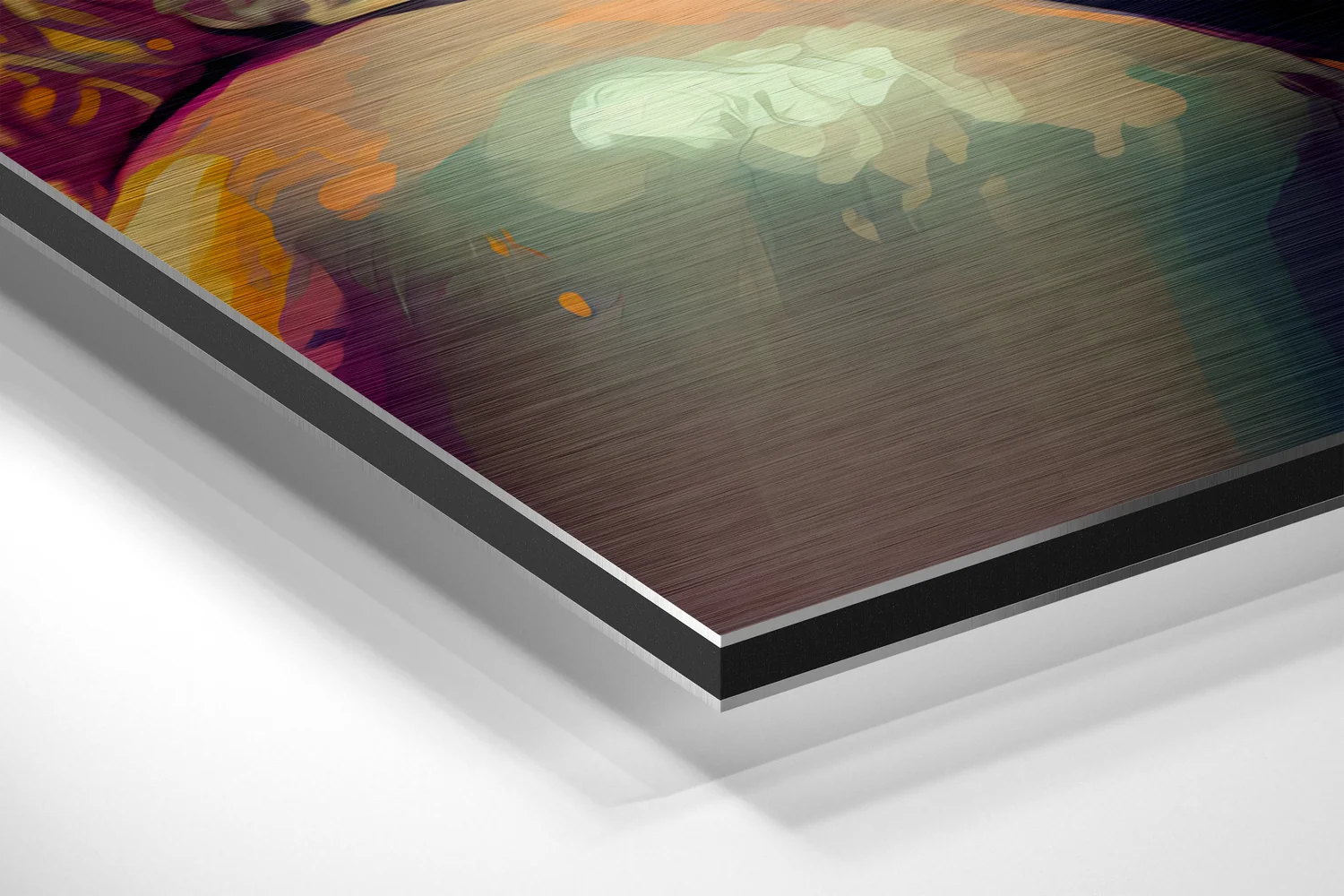 Green Tinted Painterly Blonde Brushed Aluminum Dibond Wall Art - Image 2