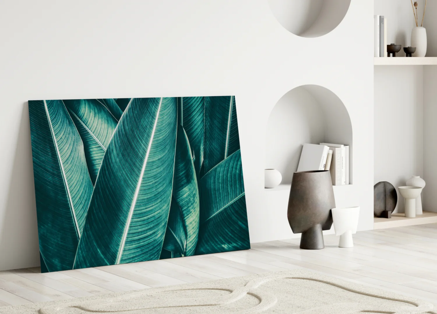 Green Tropical Leaf 2 Glass Wall Art - Image 3
