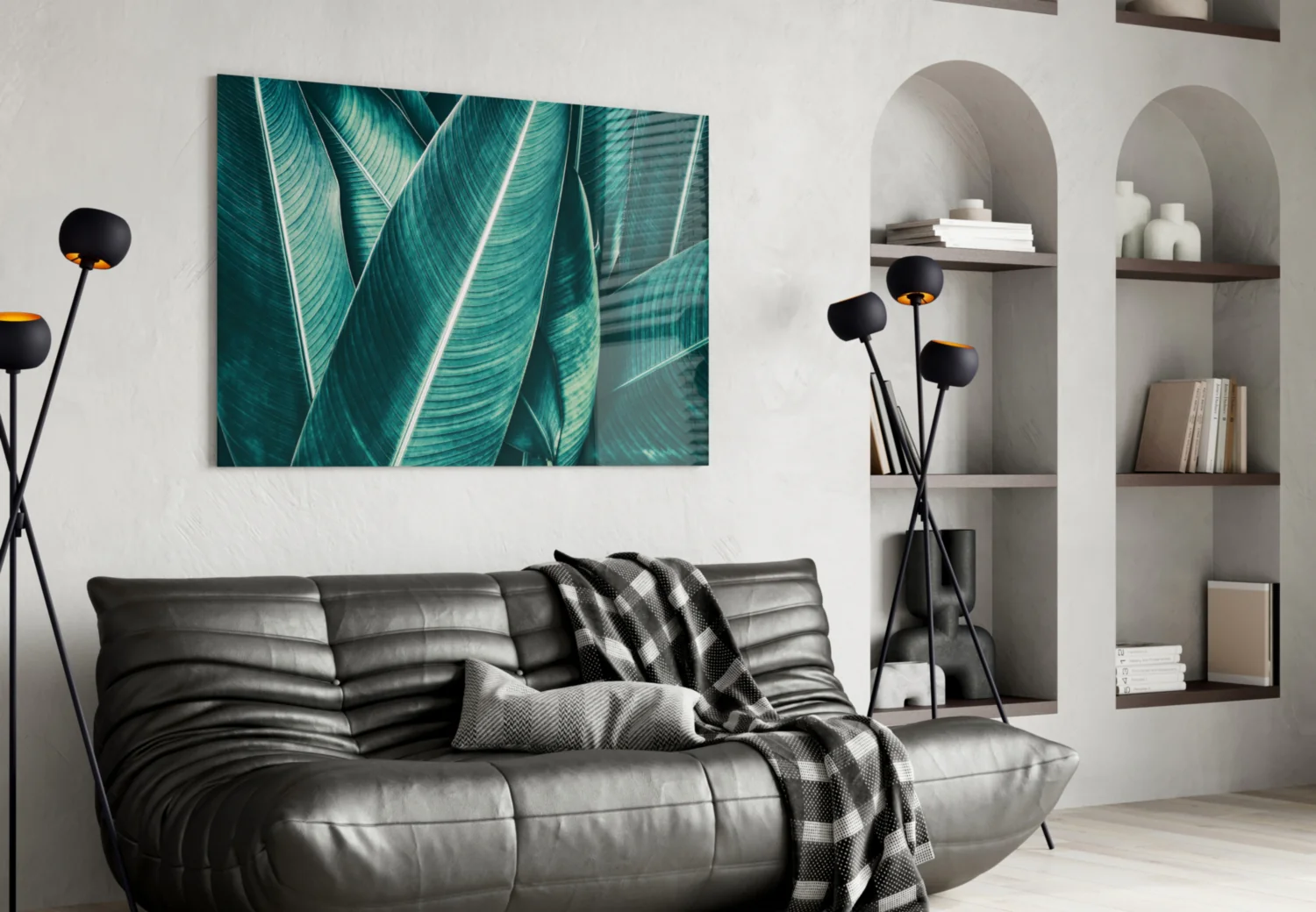 Green Tropical Leaf 2 Glass Wall Art - Image 4