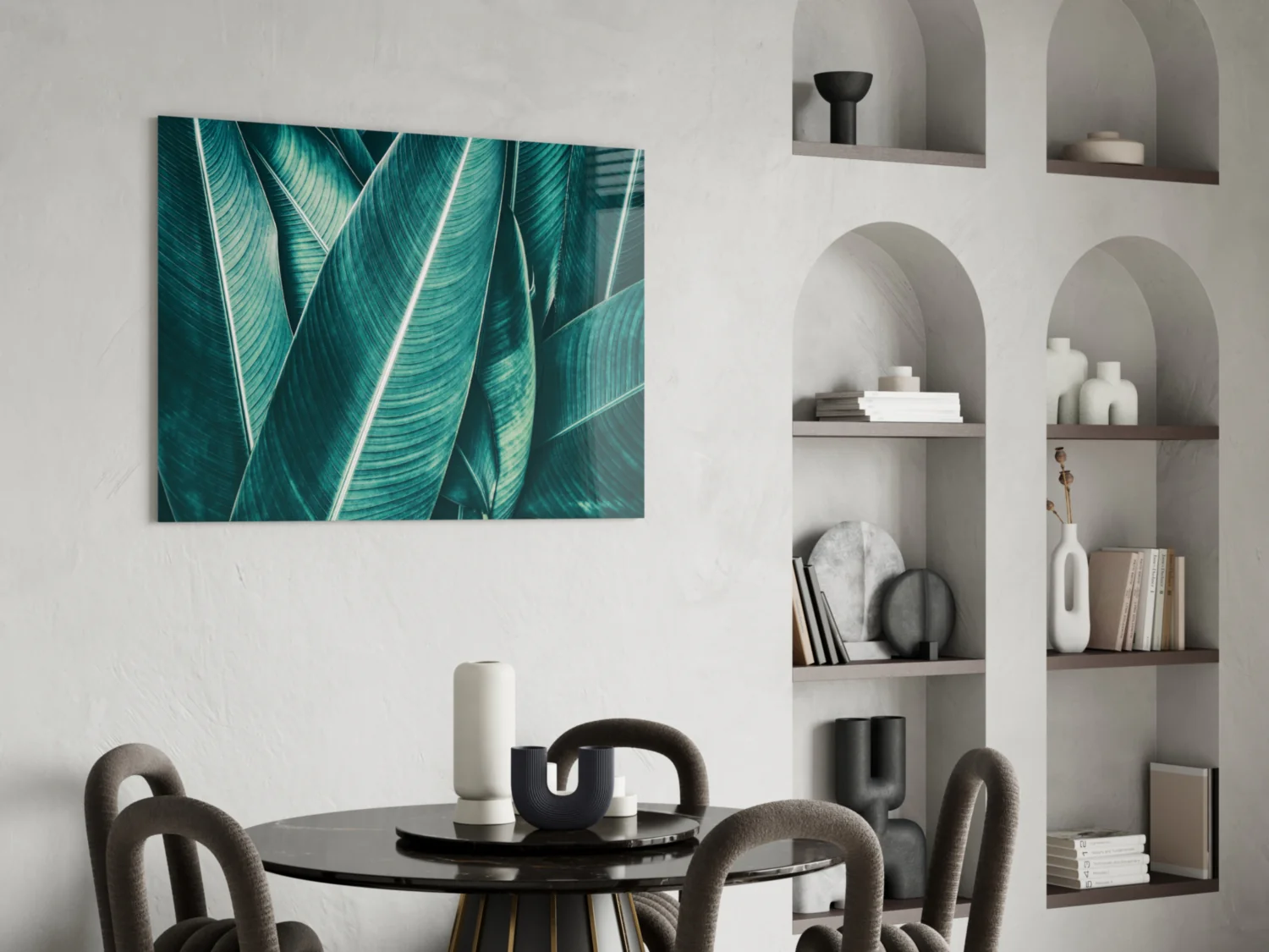 Green Tropical Leaf 2 Glass Wall Art - Image 5
