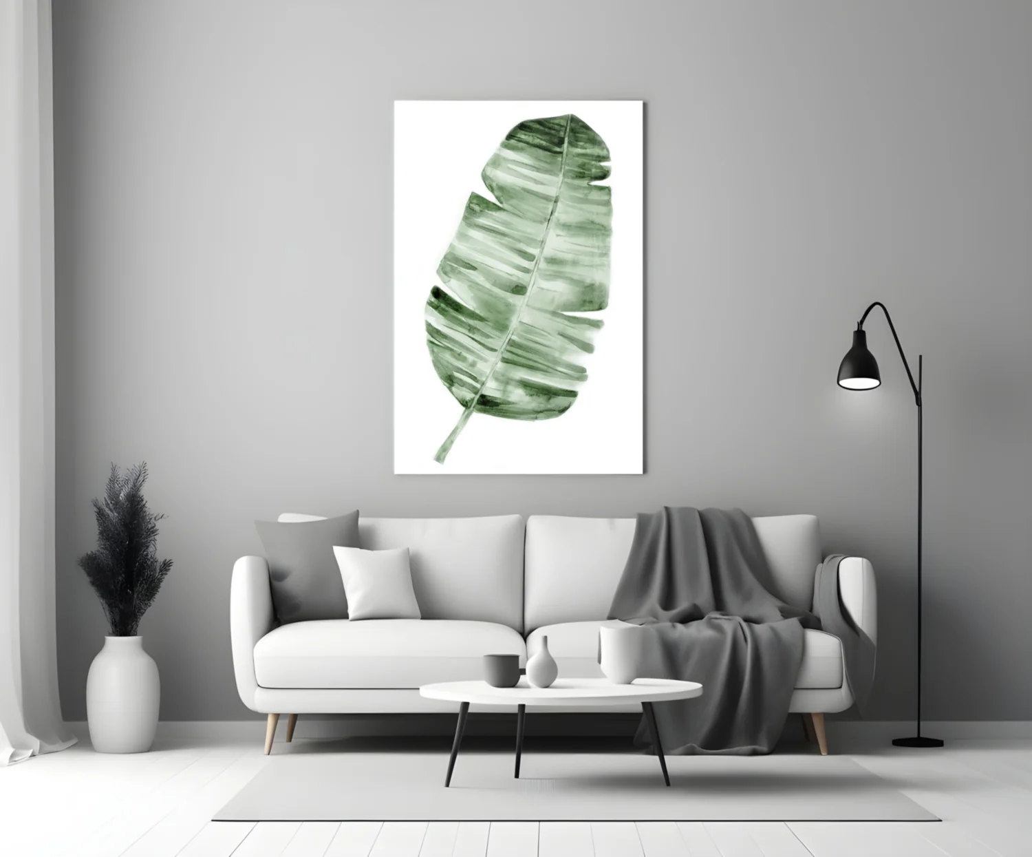 Green Watercolor Banana Leaf Glass Wall Art - Image 3