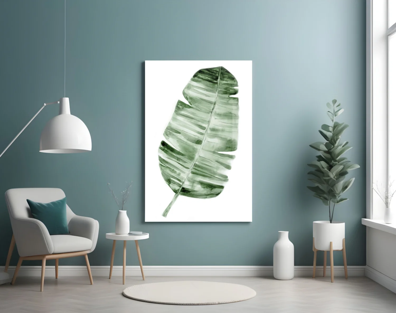 Green Watercolor Banana Leaf Glass Wall Art - Image 4