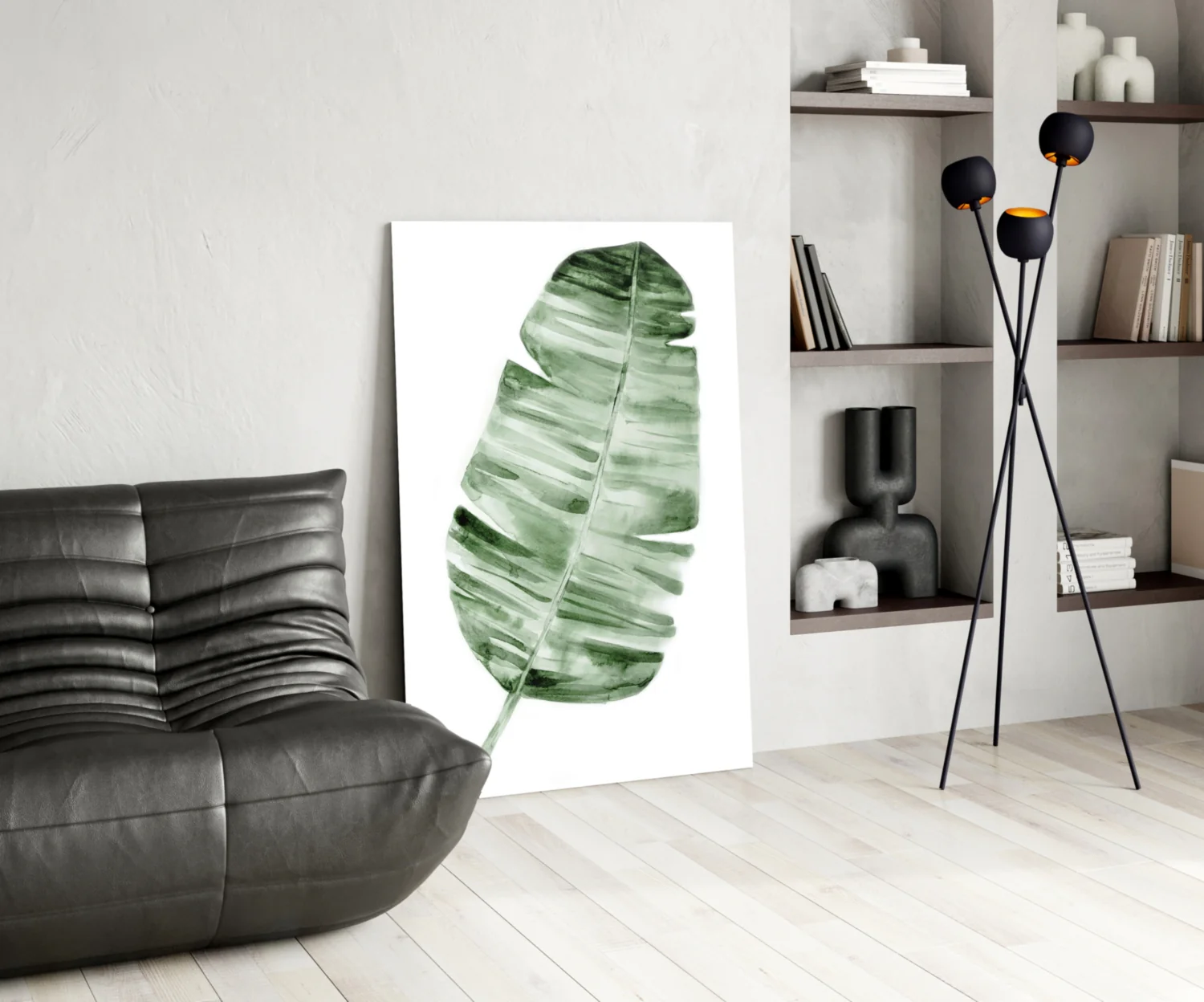Green Watercolor Banana Leaf Glass Wall Art - Image 5
