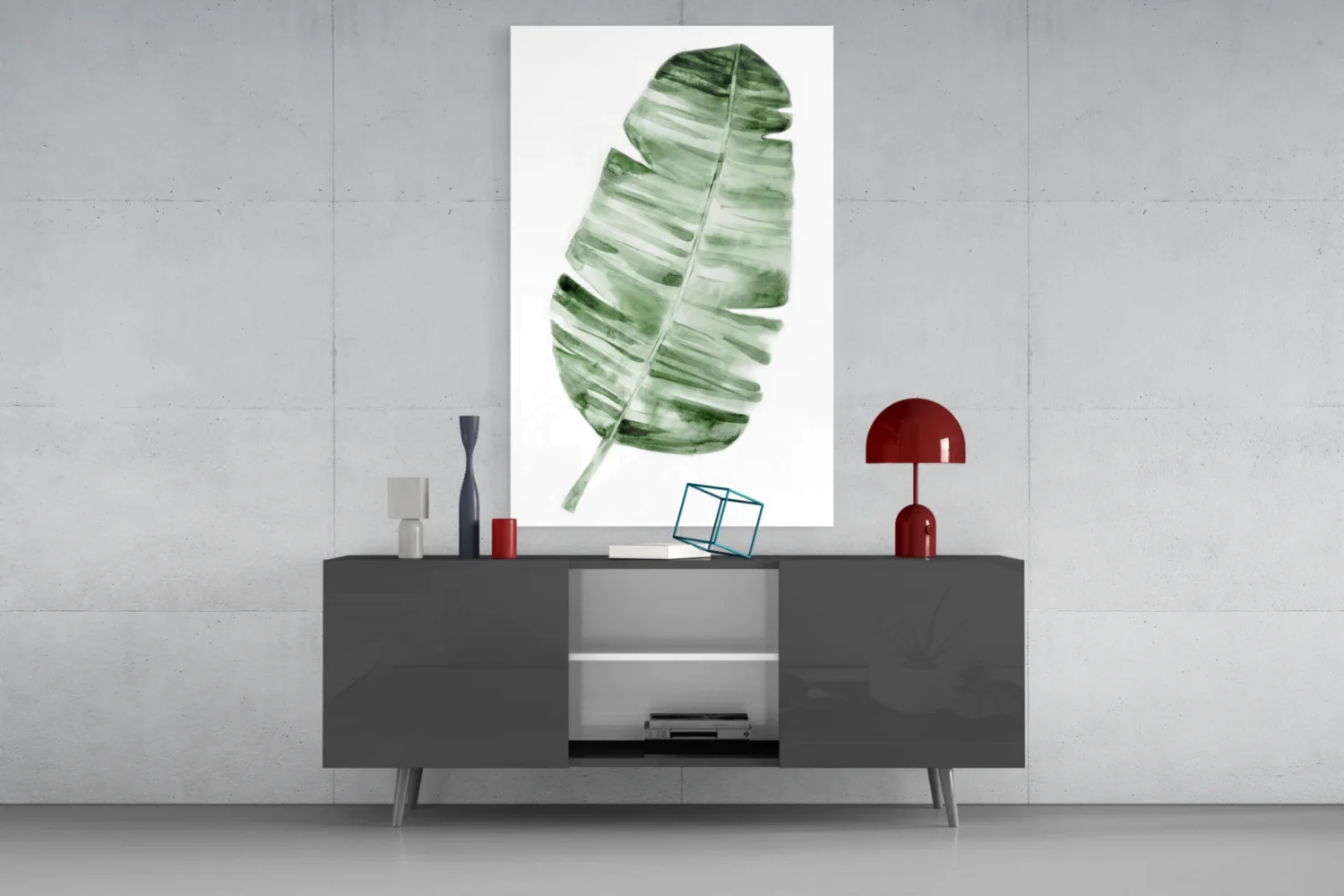 Green Watercolor Banana Leaf Glass Wall Art - Image 8