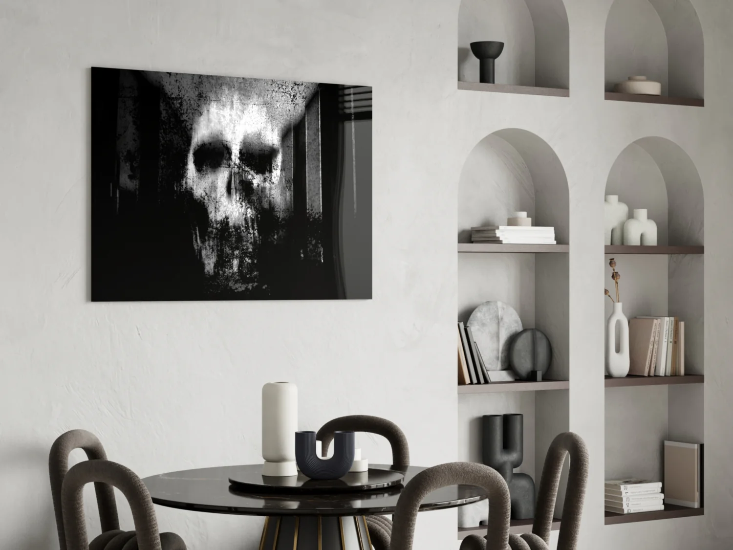 Grunge Ghostly Faded Skull Glass Wall Art - Image 5