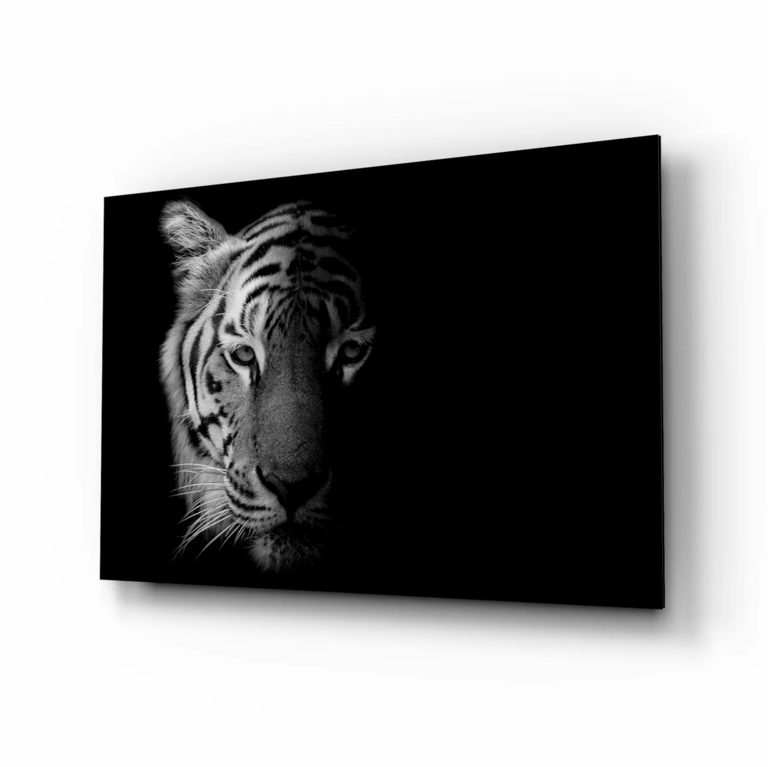 Half Shadow White Tiger Glass Wall Art - Image 2