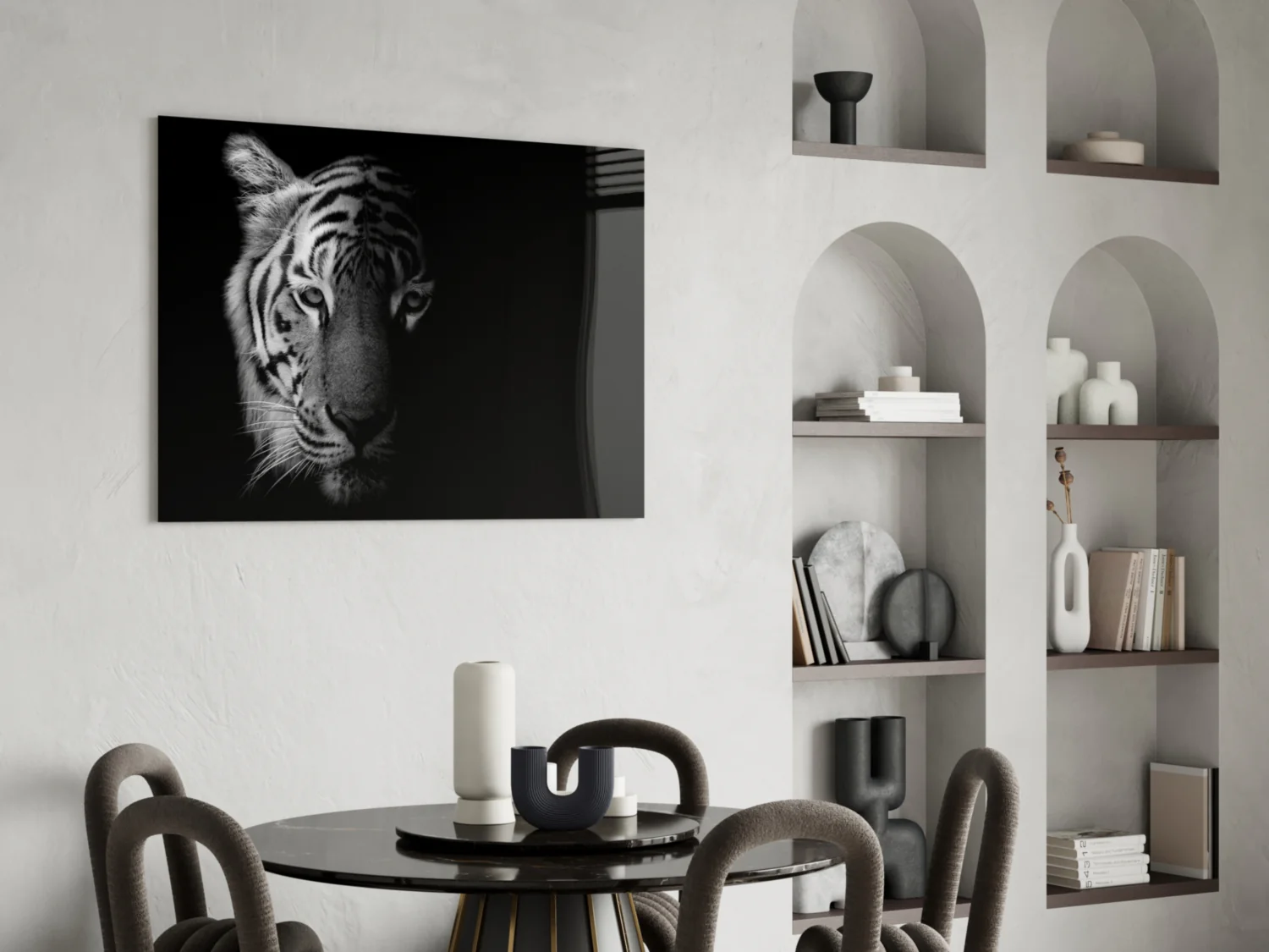 Half Shadow White Tiger Glass Wall Art - Image 6