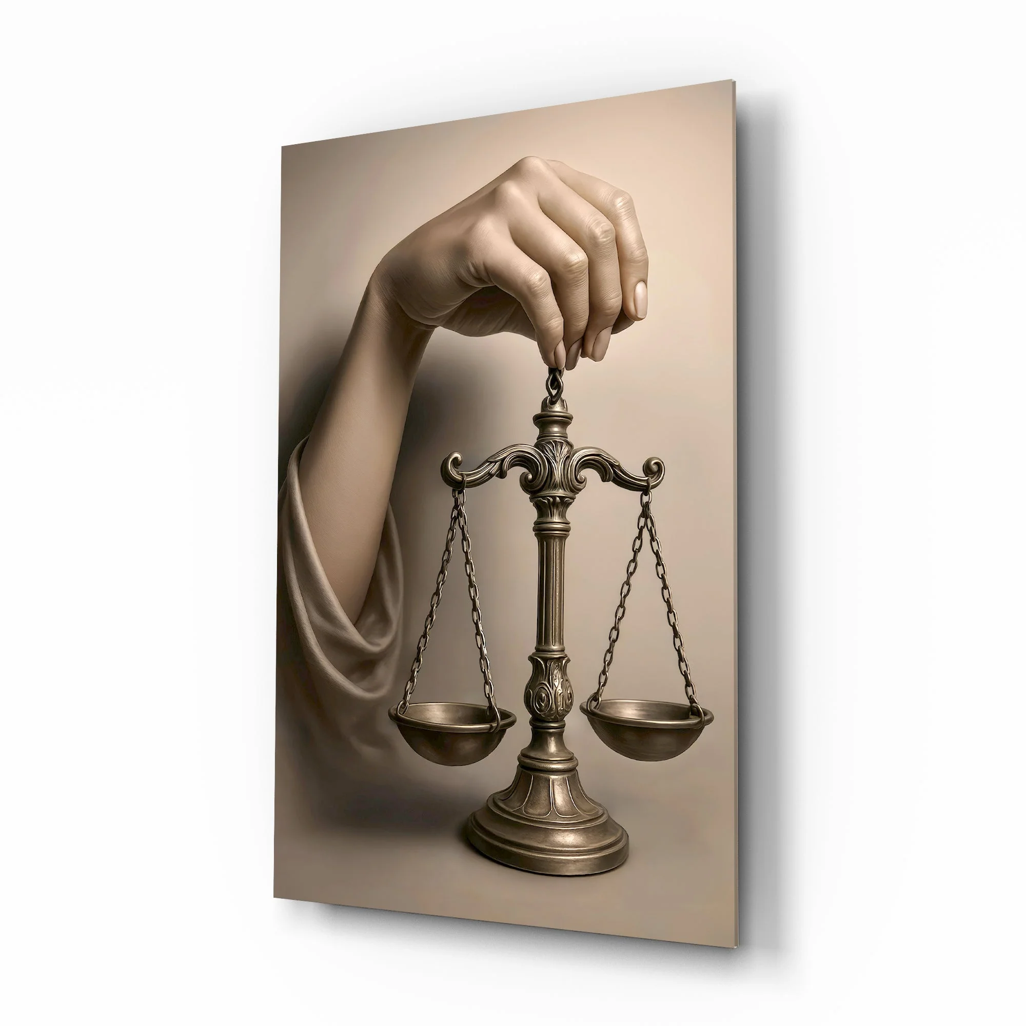 Hand of Just Balance Glass Wall Art
