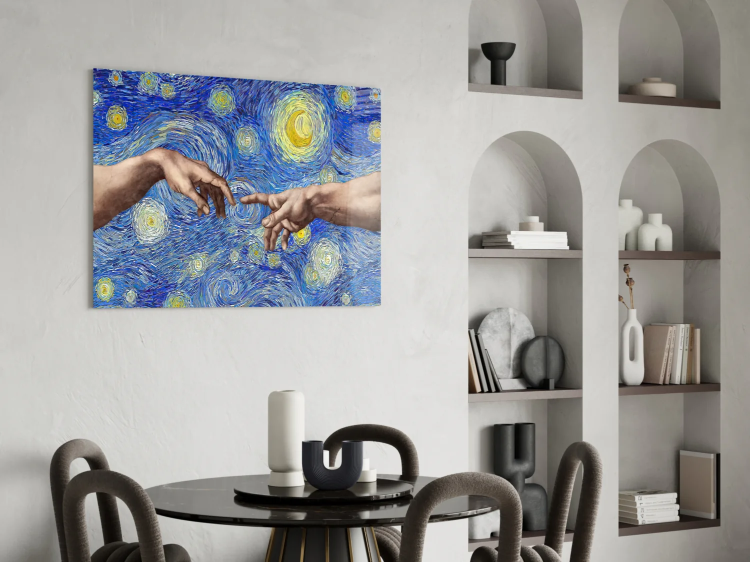 Hands of God and Adam in Van Gogh Style Glass Wall Art - Image 6