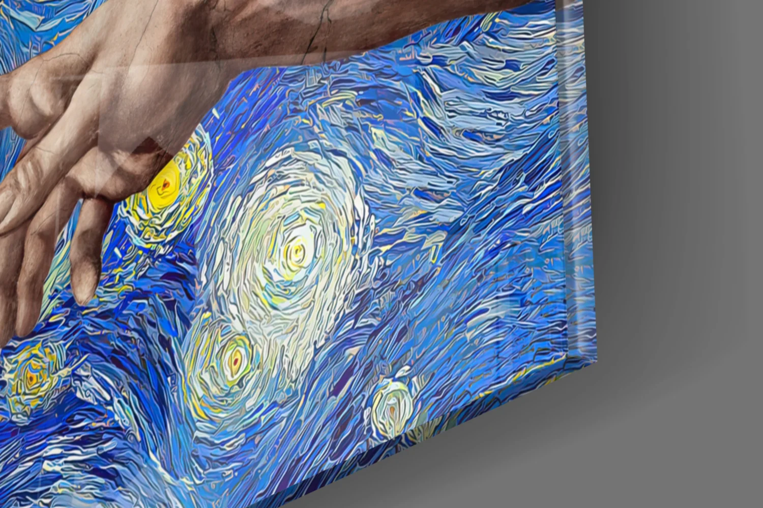 Hands of God and Adam in Van Gogh Style Glass Wall Art - Image 8