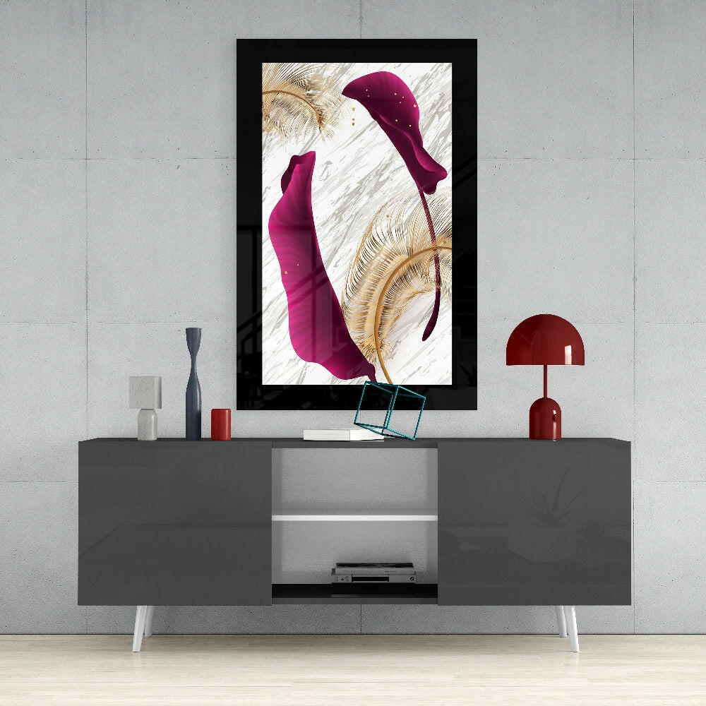 Harmonious Purple Leaf Glass Wall Art - Image 4
