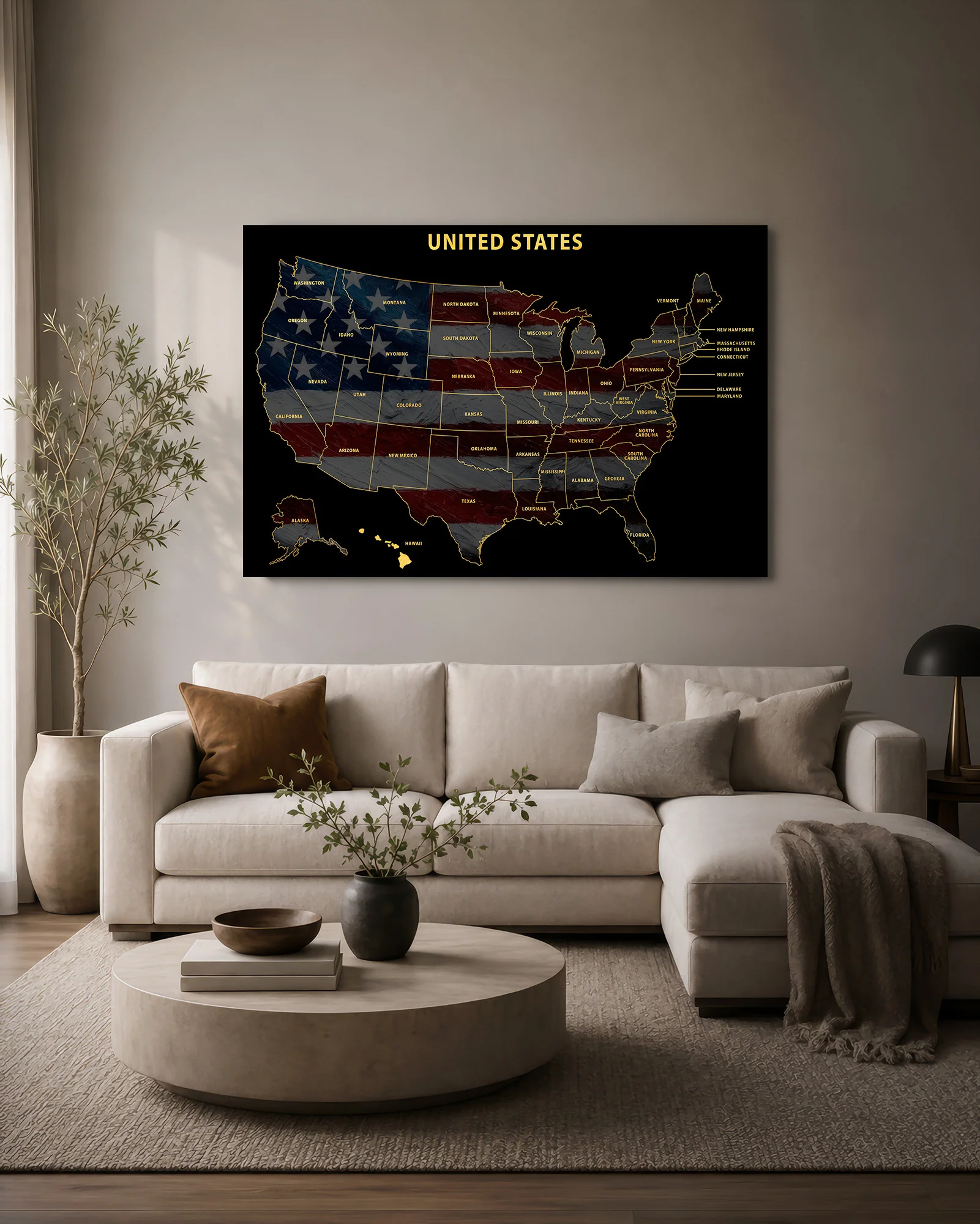 Hawaii State Map — Haptic 3D Embossed Metal Wall Art