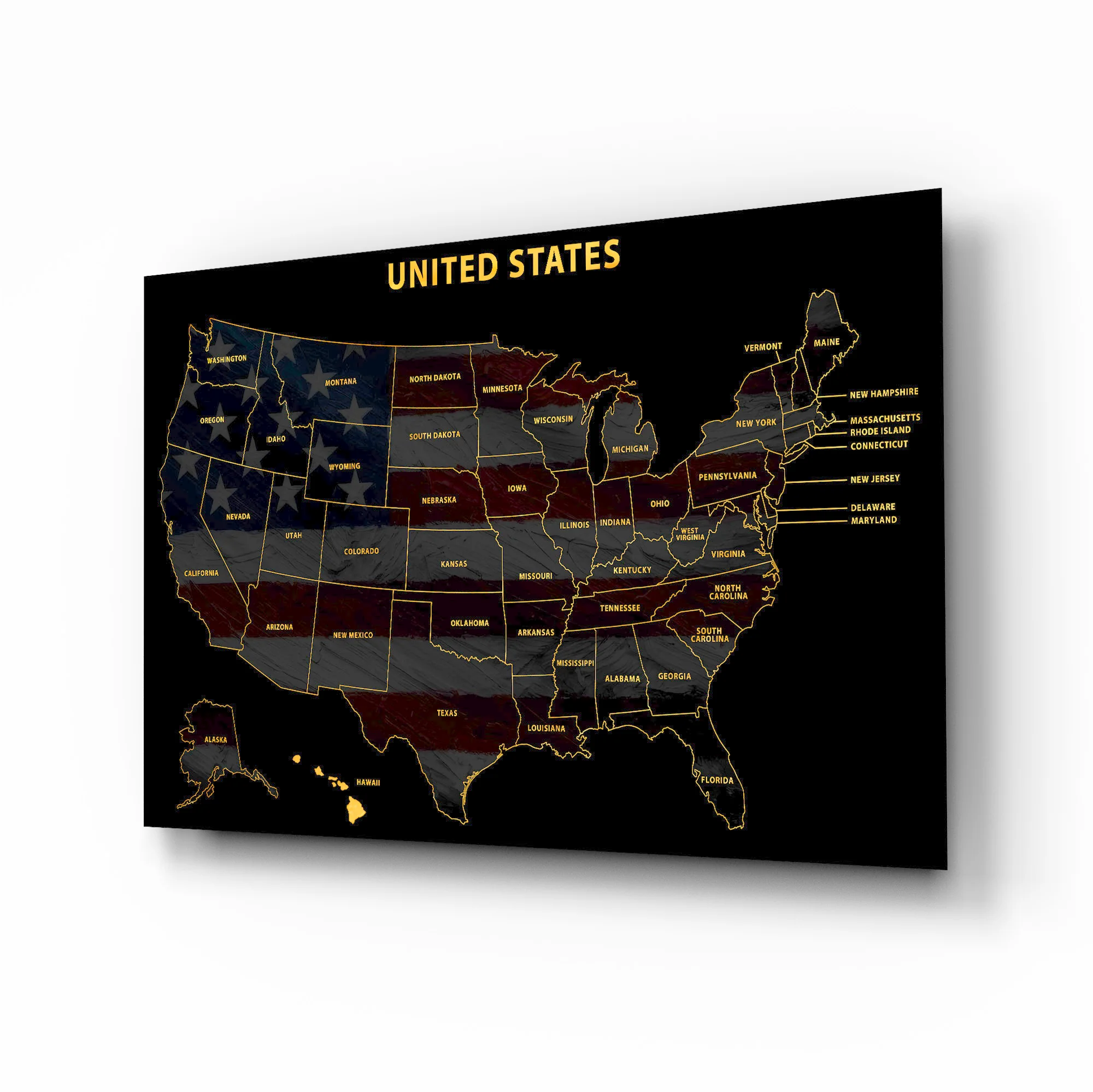 Hawaii State Map — Haptic 3D Embossed Metal Wall Art - Image 2