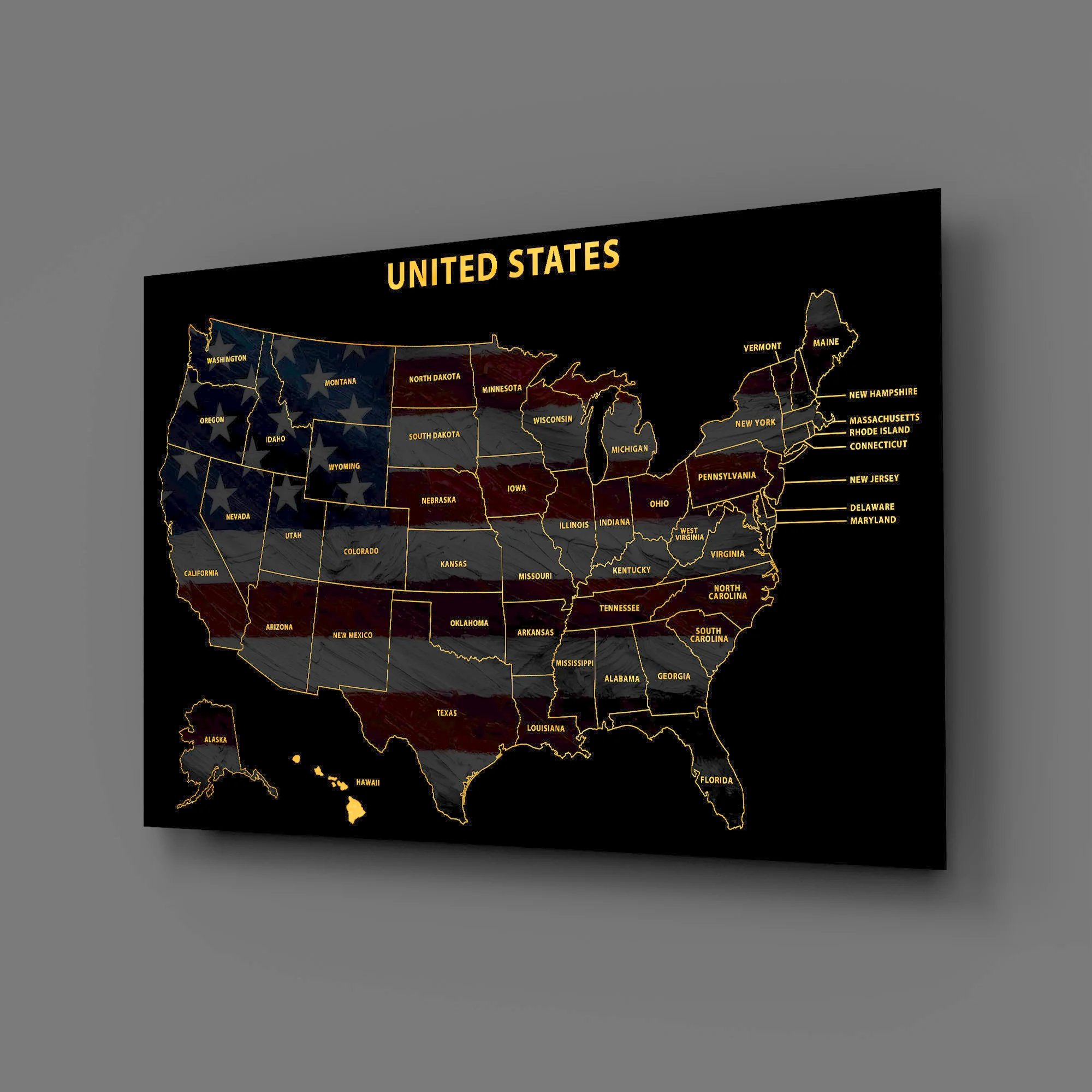 Hawaii State Map — Haptic 3D Embossed Metal Wall Art - Image 3
