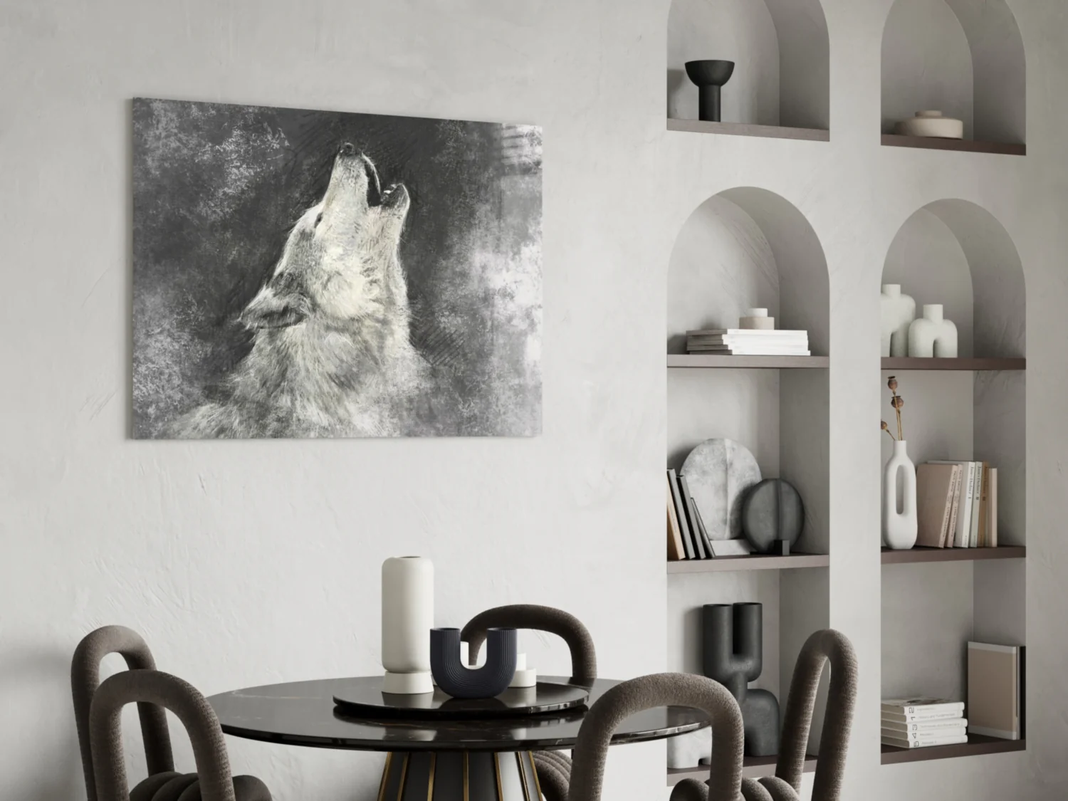 Howling Wolf Sketch Glass Wall Art - Image 5