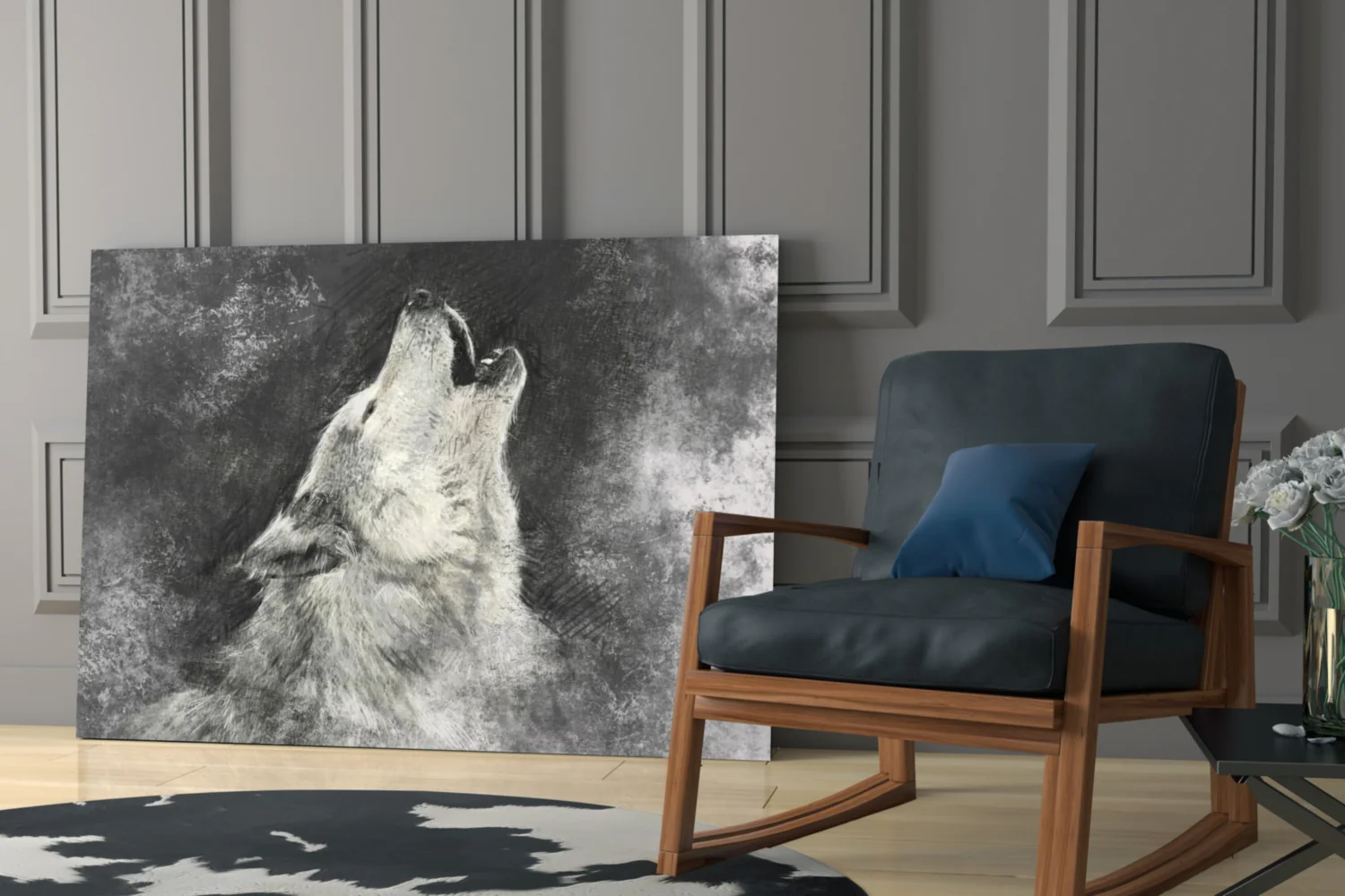 Howling Wolf Sketch Glass Wall Art - Image 6