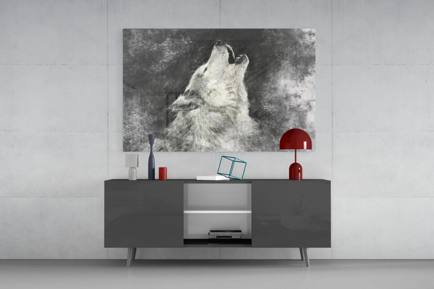 Howling Wolf Sketch Glass Wall Art - Image 8