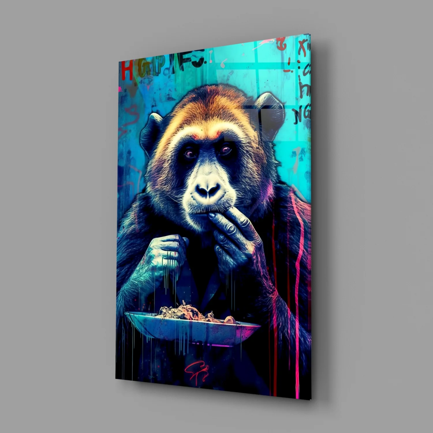 Hungry Monkey Glass Wall Art || Designer Collection - Image 2