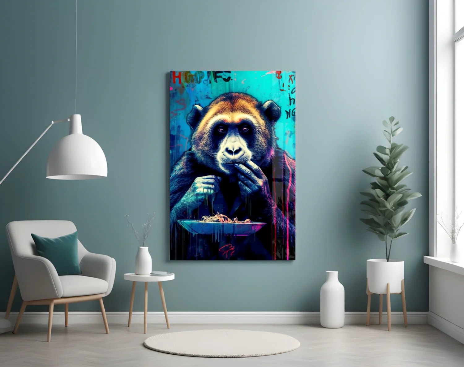 Hungry Monkey Glass Wall Art || Designer Collection - Image 4