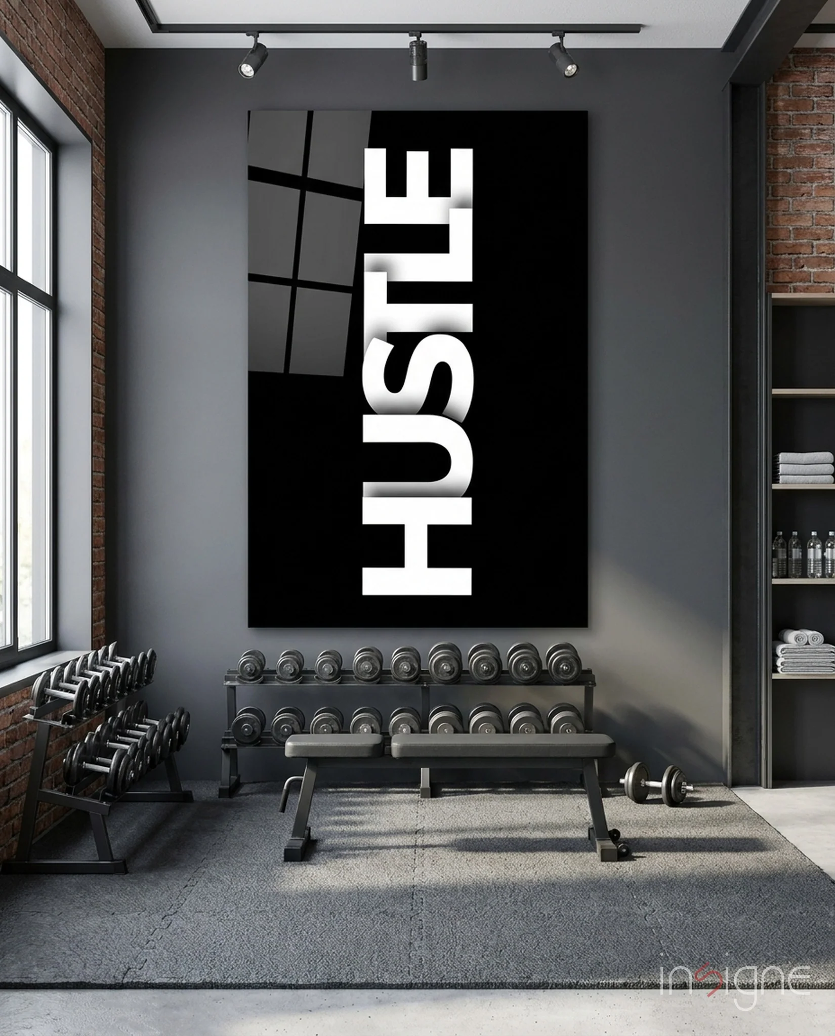 Hustle Bold Black Glass Wall Art