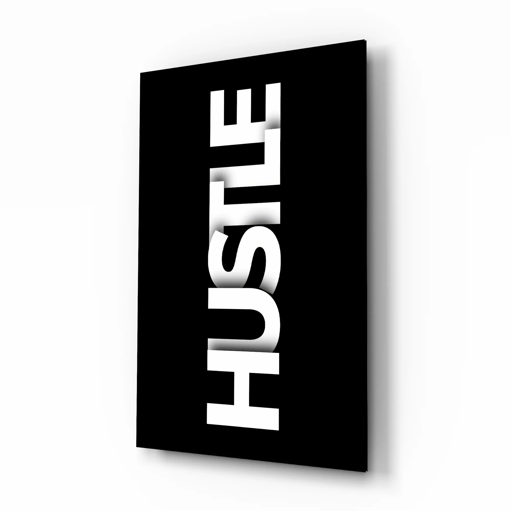 Hustle Bold Black Glass Wall Art - Image 2