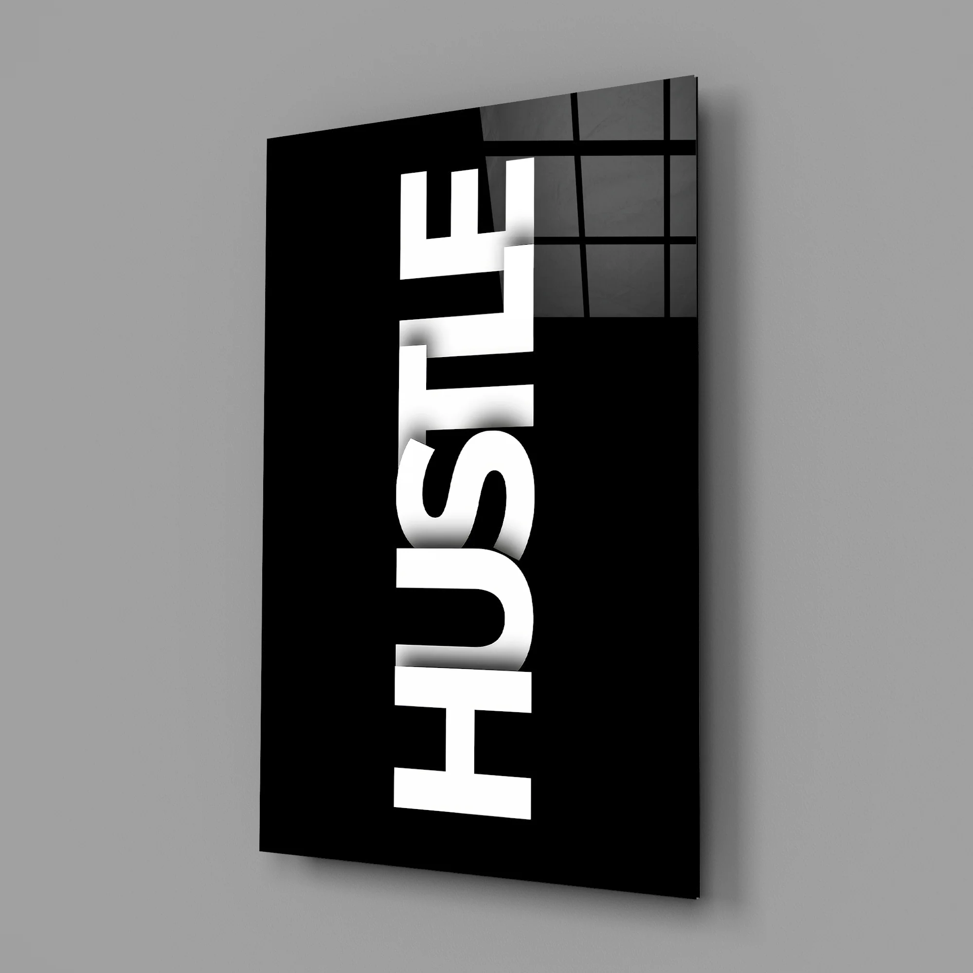 Hustle Bold Black Glass Wall Art - Image 3