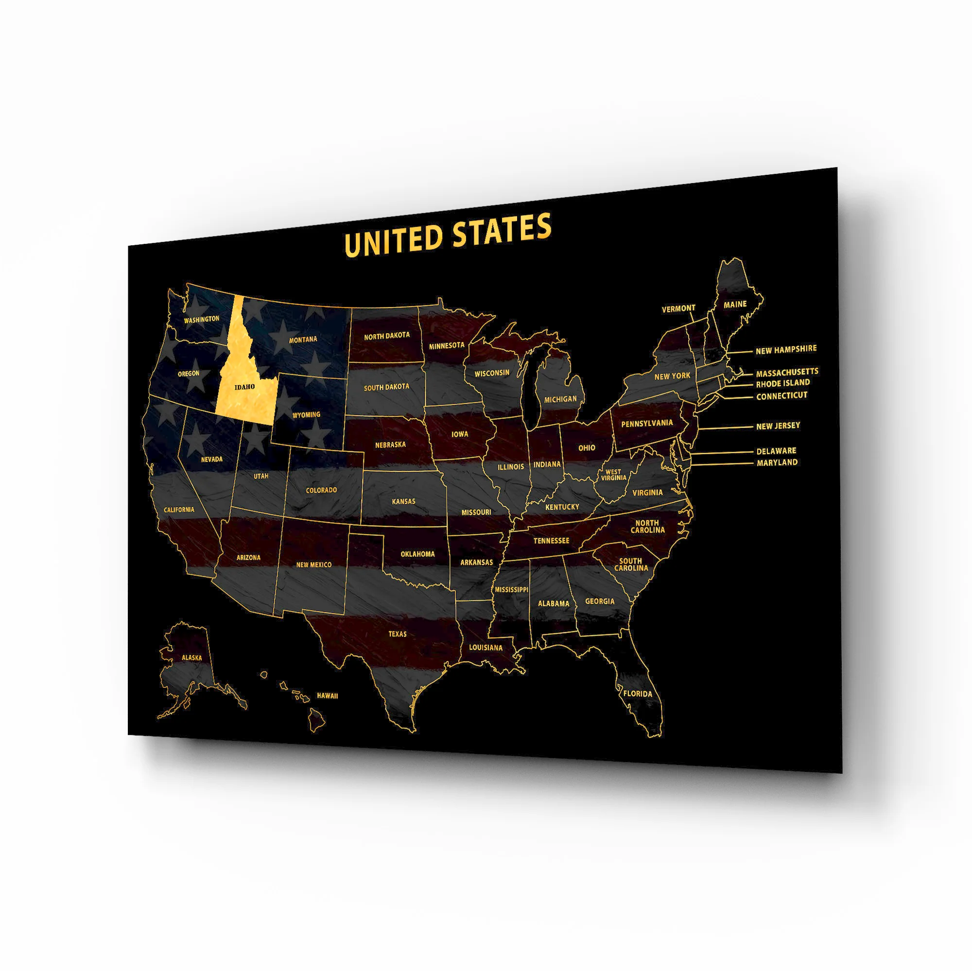Idaho State Map — Haptic 3D Embossed Metal Wall Art - Image 2