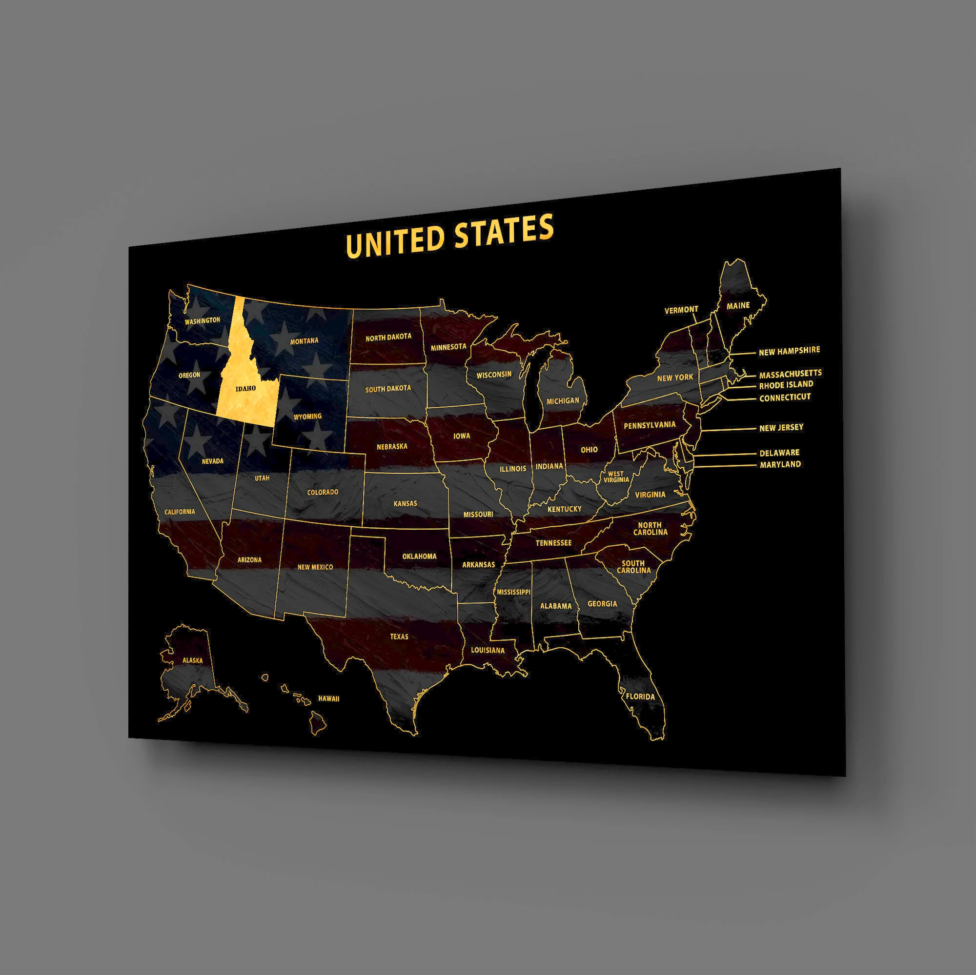Idaho State Map — Haptic 3D Embossed Metal Wall Art - Image 3