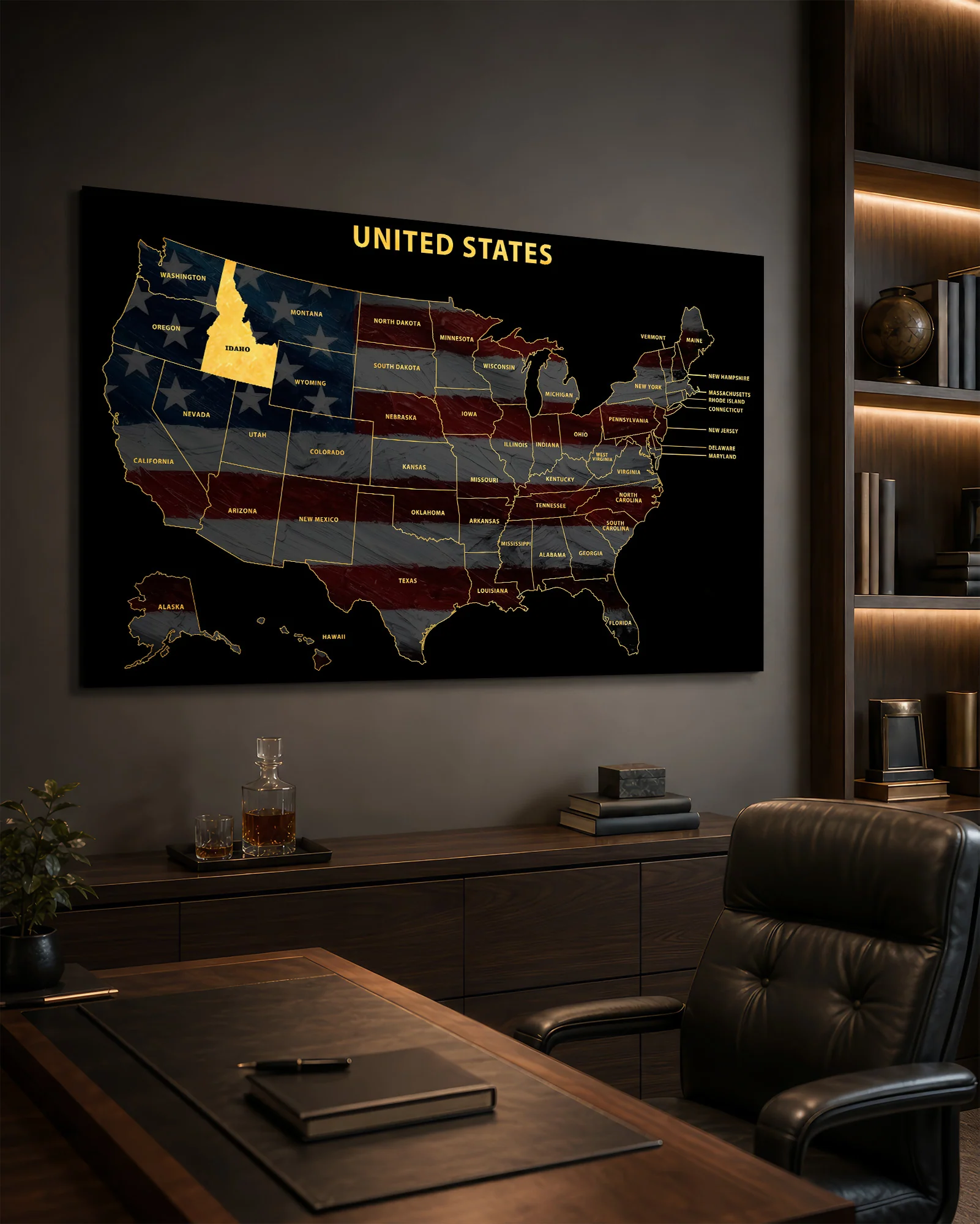 Idaho State Map — Haptic 3D Embossed Metal Wall Art - Image 4