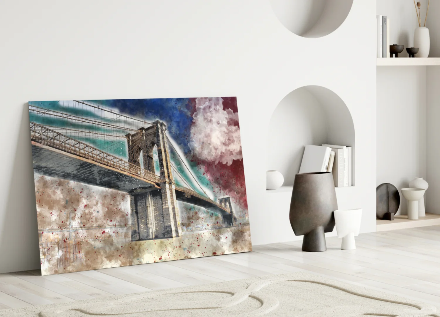 Illustration bridge Glass Wall Art - Image 3