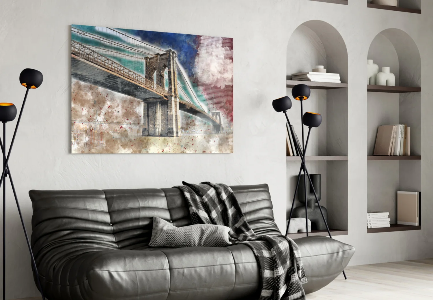 Illustration bridge Glass Wall Art - Image 4