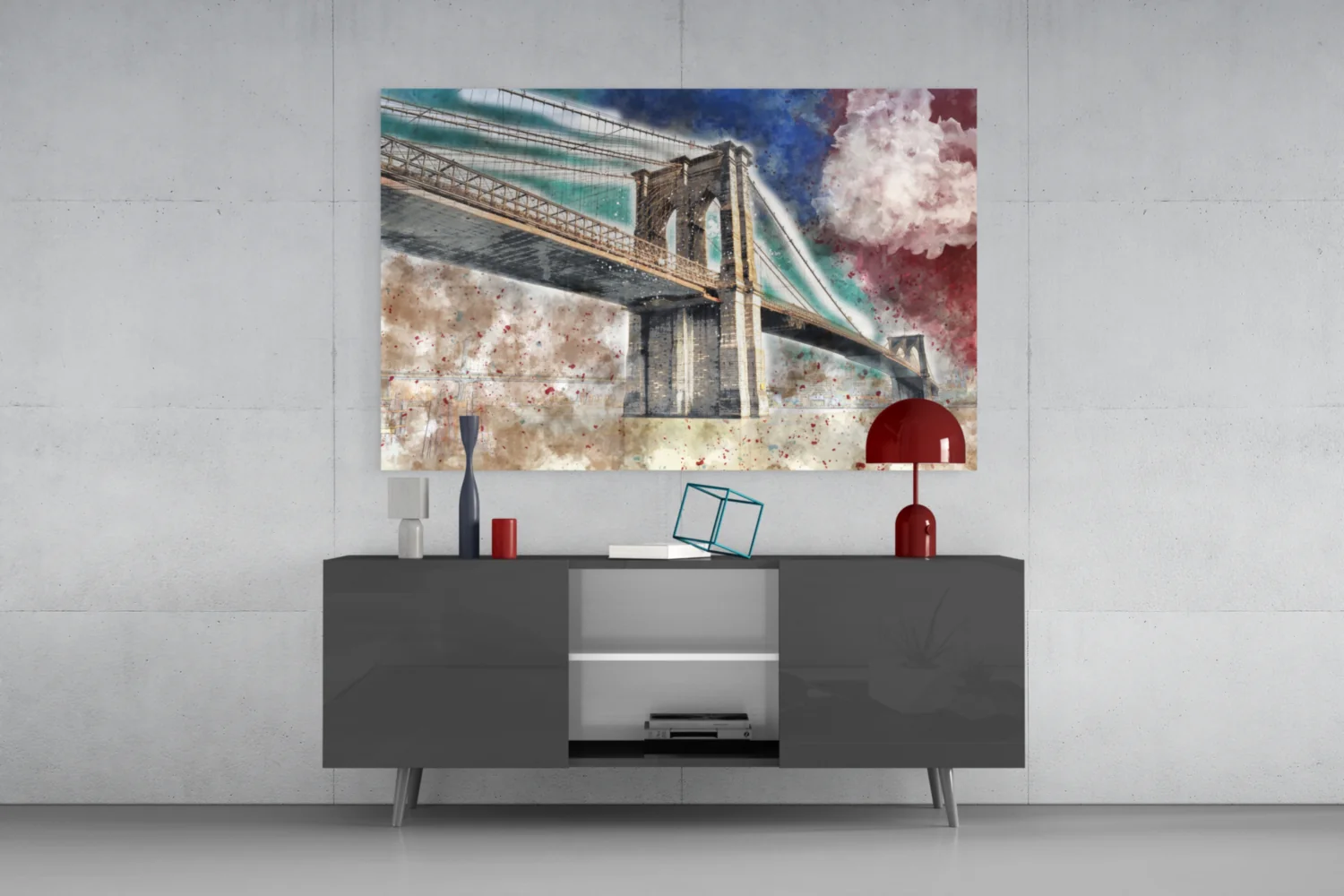 Illustration bridge Glass Wall Art - Image 8