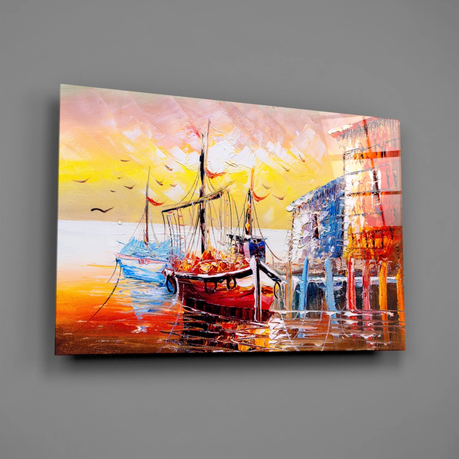 Illustration Ships Glass Wall Art - Image 2