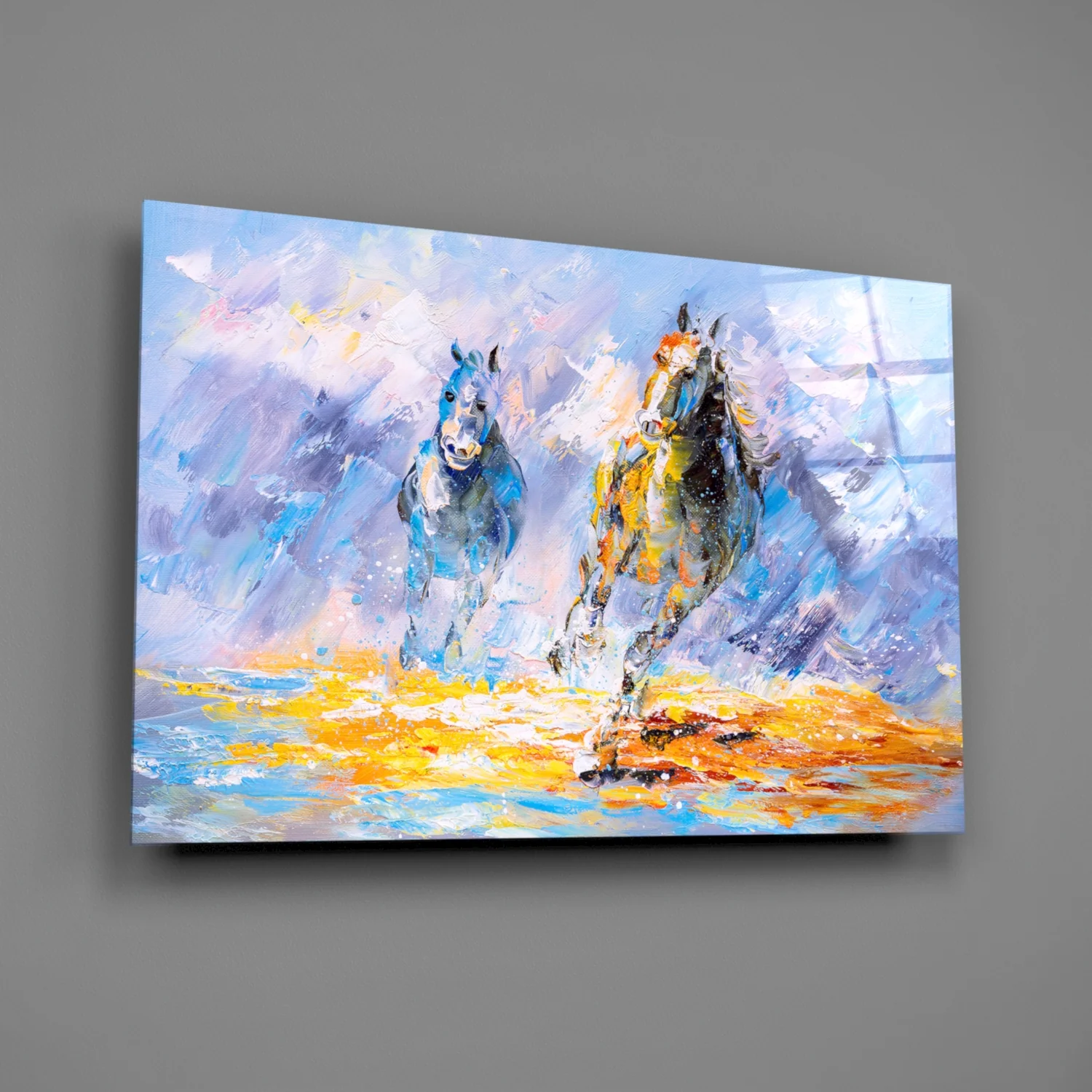 Impressionist Racing Horses Glass Wall Art - Image 2